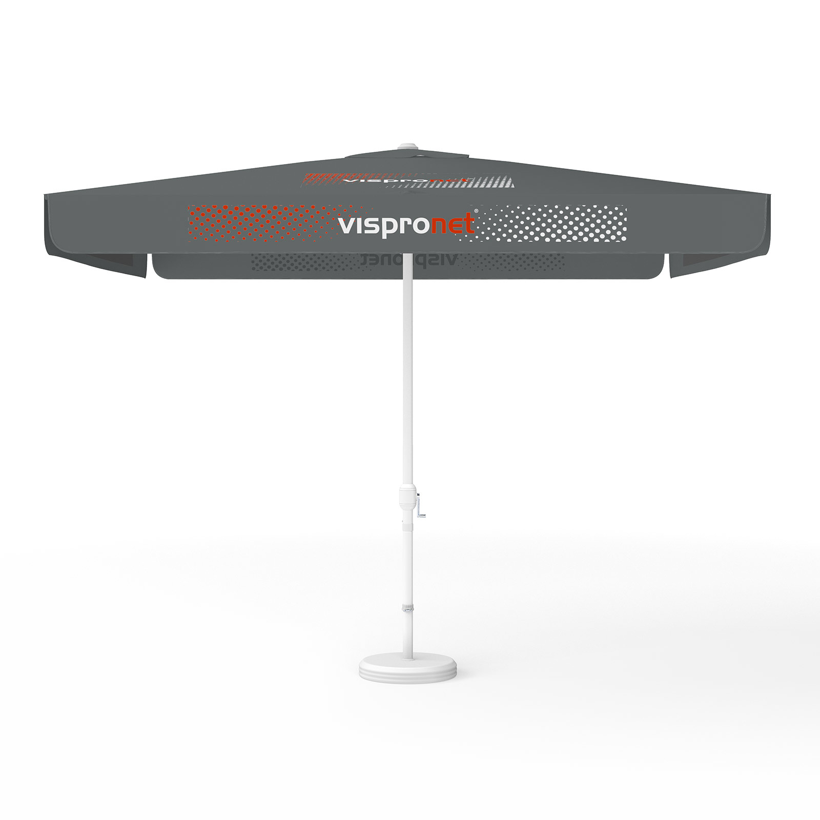 Parasol with logo print, 300 x 300 cm, 4 segments printed alternately with 2 motifs