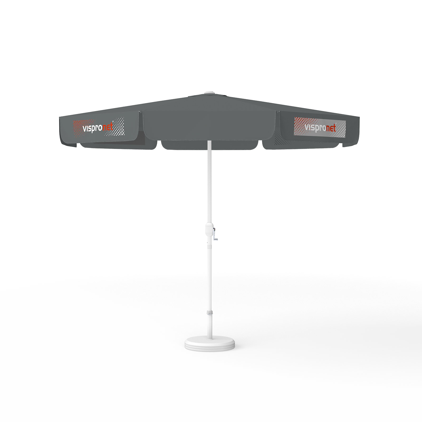 Parasol with logo print, ø 300 cm, 4 valances printed alternately with 2 designs