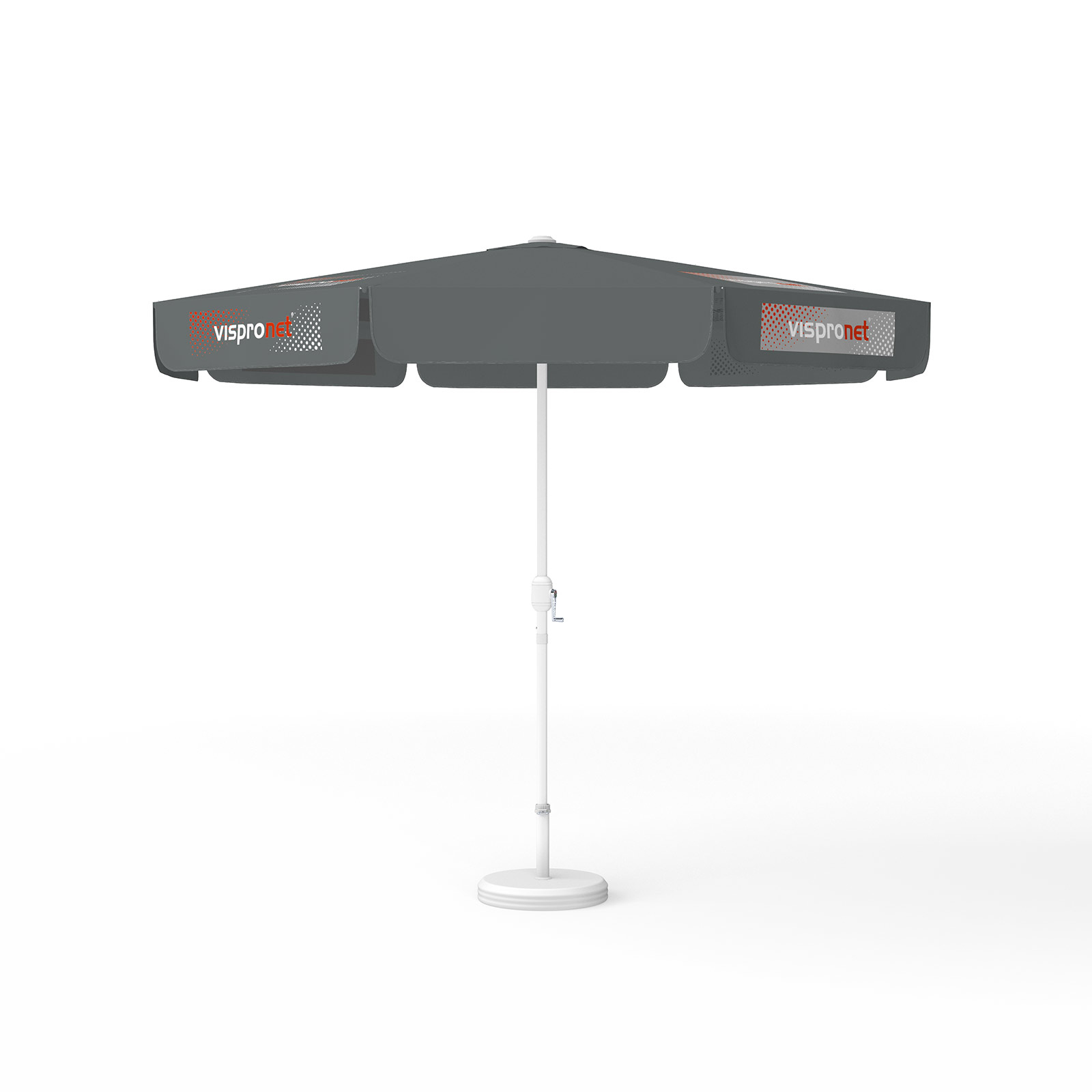Parasol with logo print, ø 300 cm, 4 segments printed alternately with 2 motifs