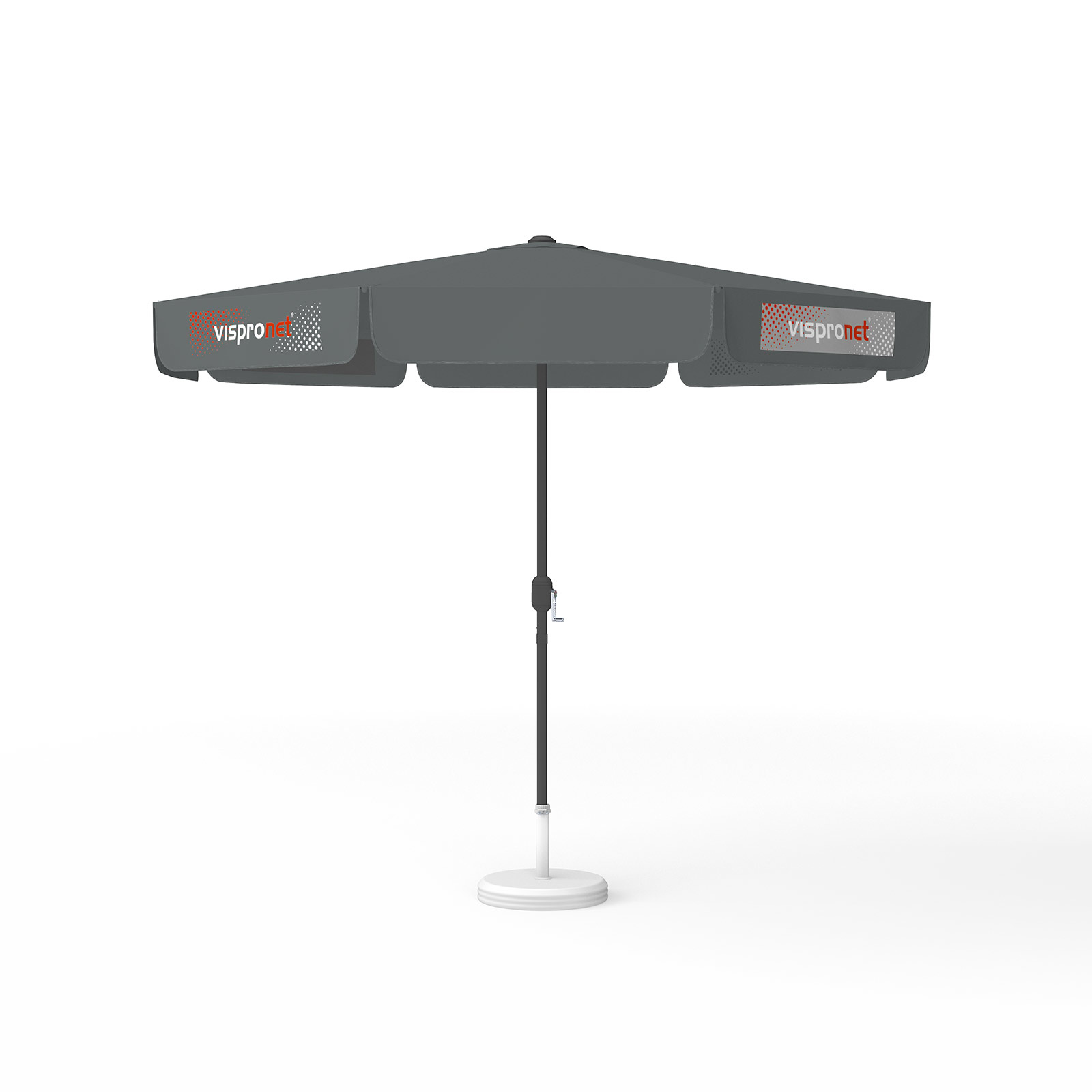 Parasol with logo print, ø 300 cm, 4 valances printed alternately with 2 designs