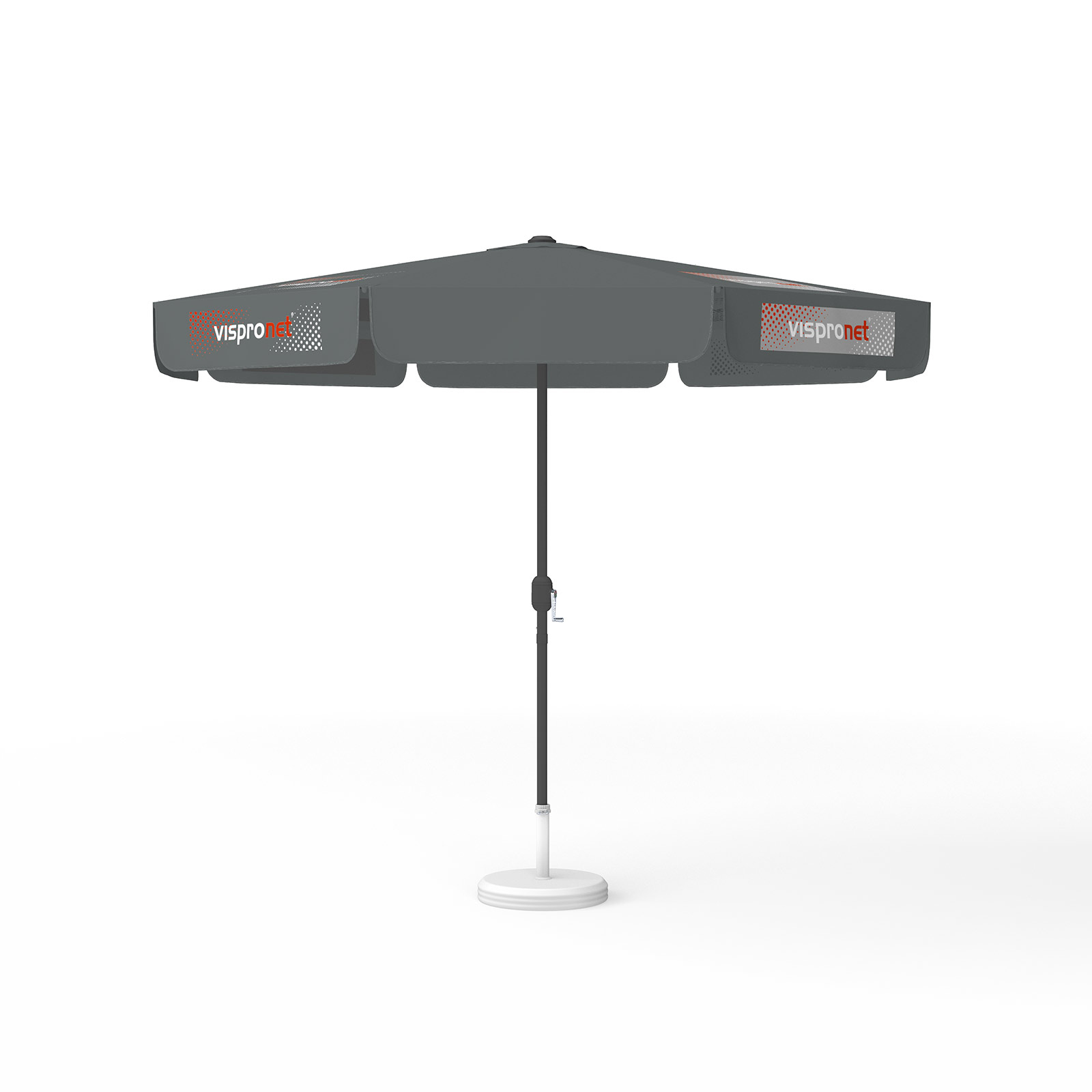 Parasol with logo print, ø 300 cm, 4 segments printed alternately with 2 motifs