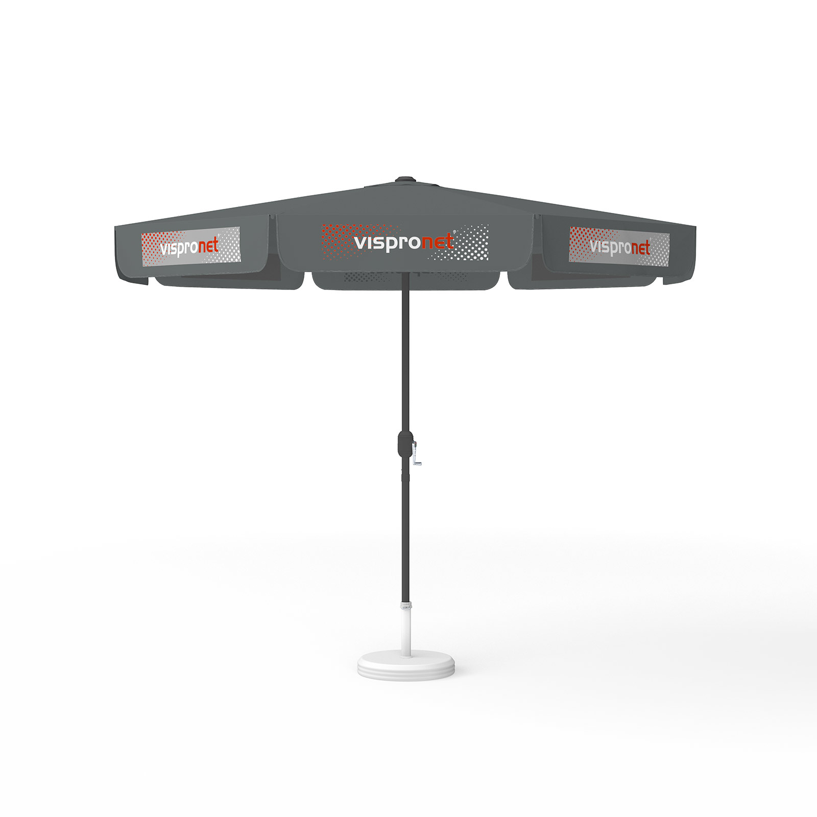 Parasol with logo print, ø 300 cm, 8 valances printed alternately with 2 motifs