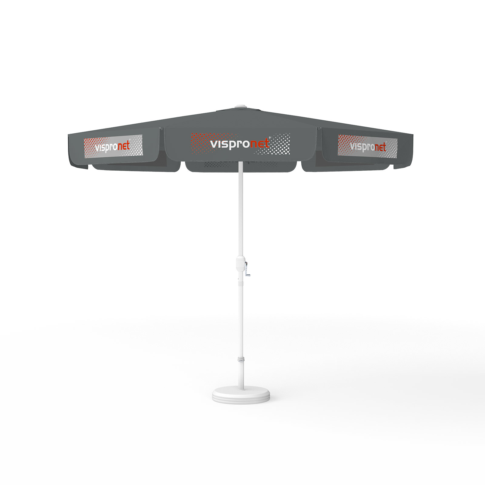 Parasol with logo print, ø 300 cm, 8 valances printed alternately with 2 motifs
