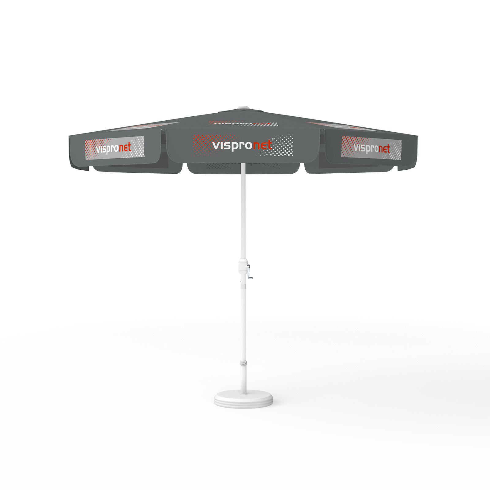 Parasol with logo print, ø 300 cm, 8 segments printed alternately with 2 motifs