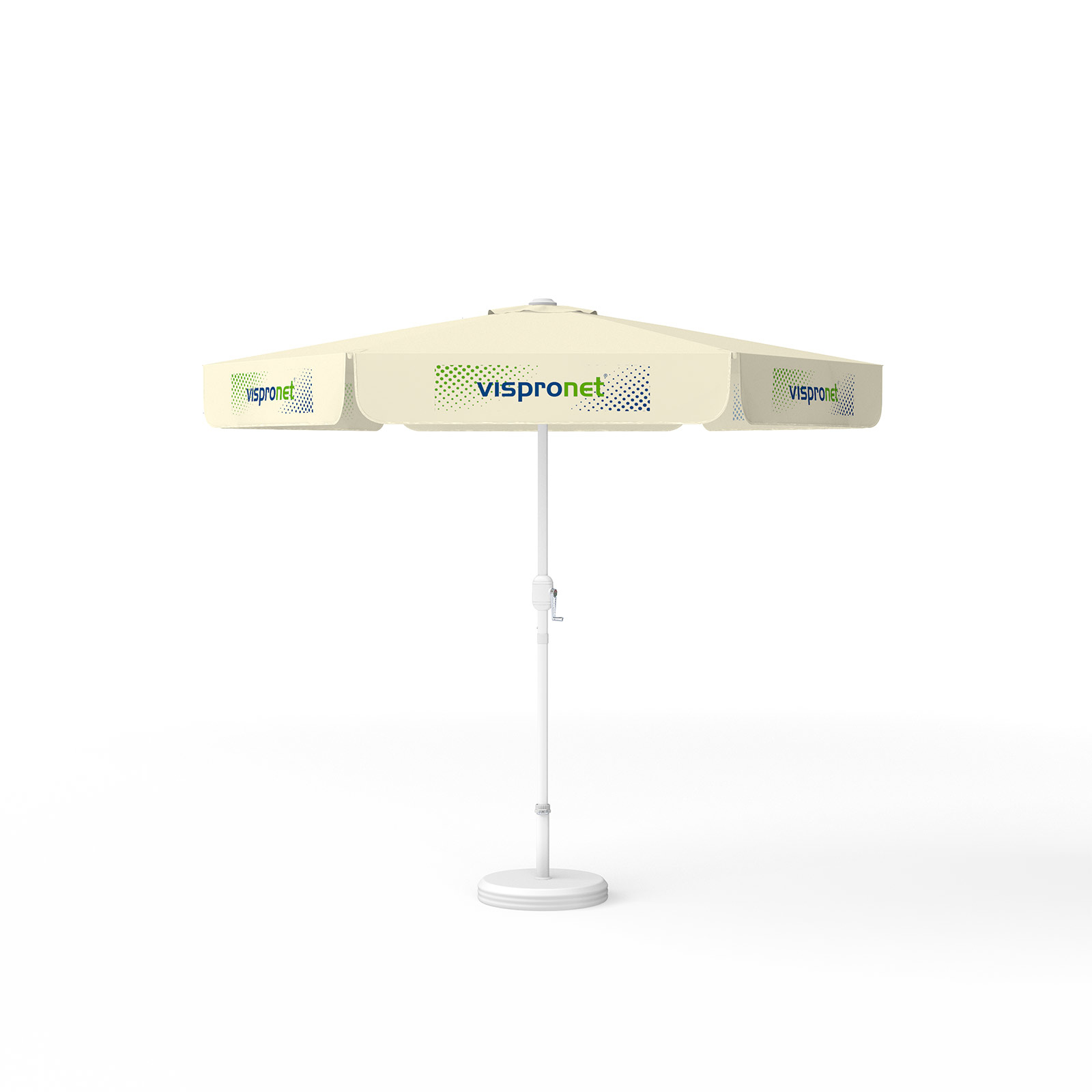 Parasol with logo print, ø 250 cm, all 6 valances printed with 1 design