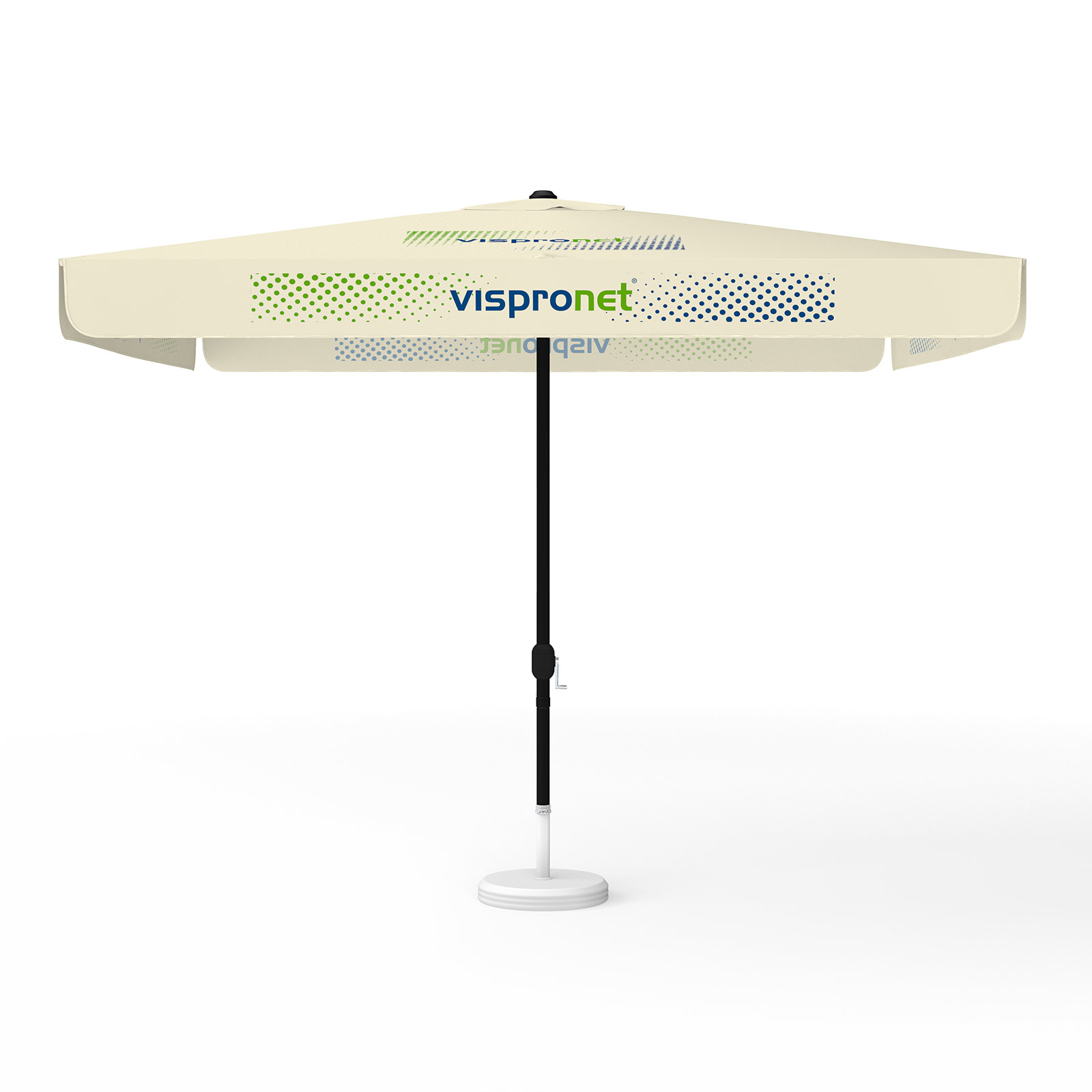 Parasol with logo print, 300 x 300 cm, all 4 segments printed with 1 design