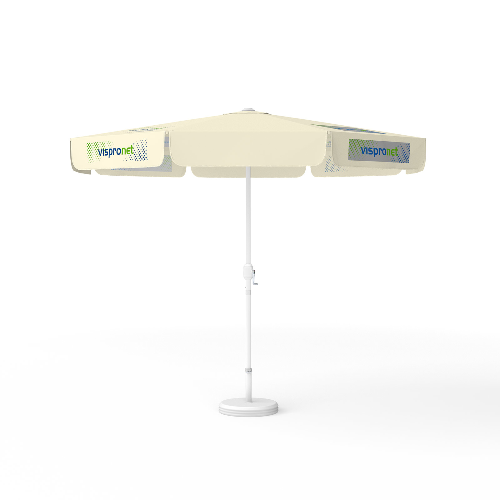 Parasol with logo print, ø 300 cm, 4 segments printed alternately with 2 motifs