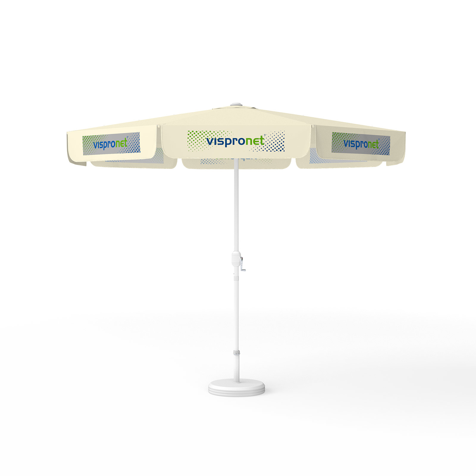 Parasol with logo print, ø 300 cm, 8 valances printed alternately with 2 designs