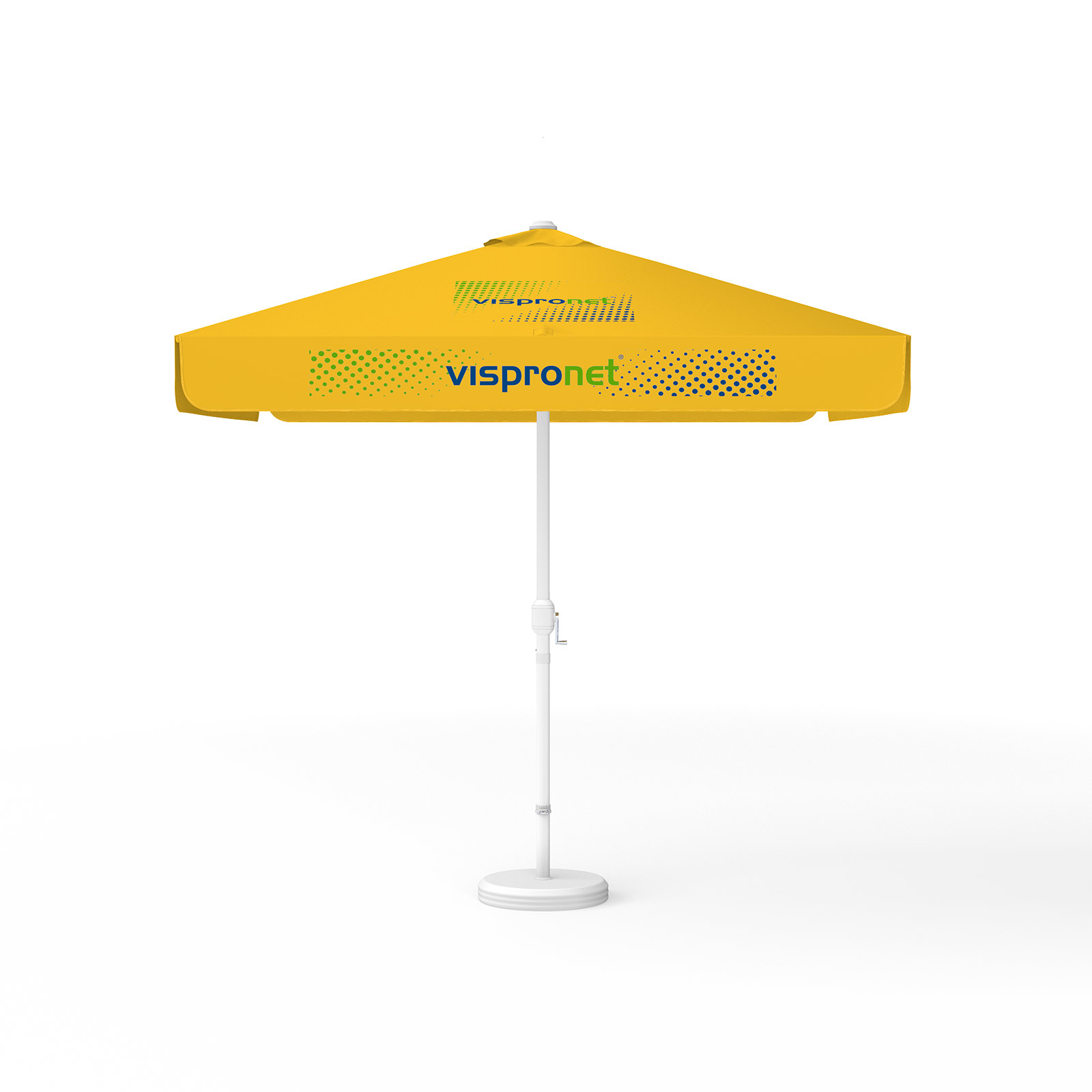 Parasol with logo print, 250 x 250 cm, 4 segments printed alternately with 2 motifs
