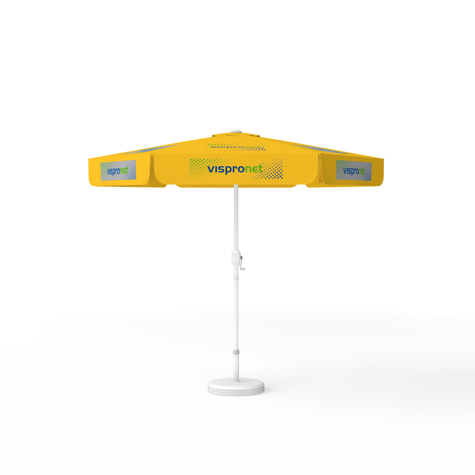 Parasol with logo print, ø 250 cm, 6 segments printed alternately with 2 motifs