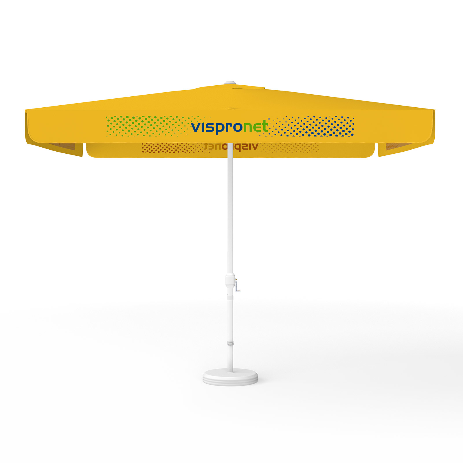 Parasol with logo print, 300 x 300 cm, 4 valances printed alternately with 2 designs