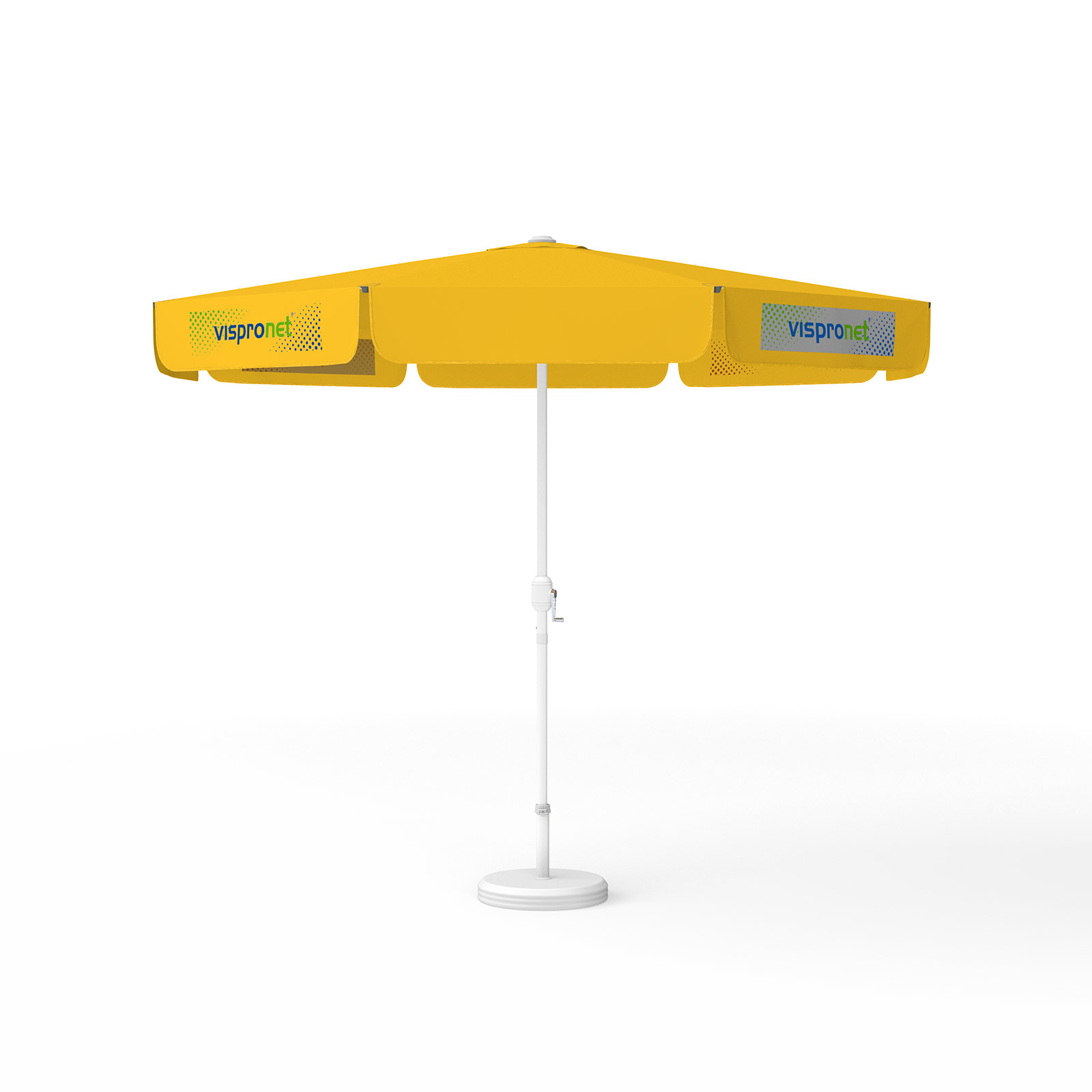Parasol with logo print, ø 300 cm, 4 valances printed alternately with 2 designs