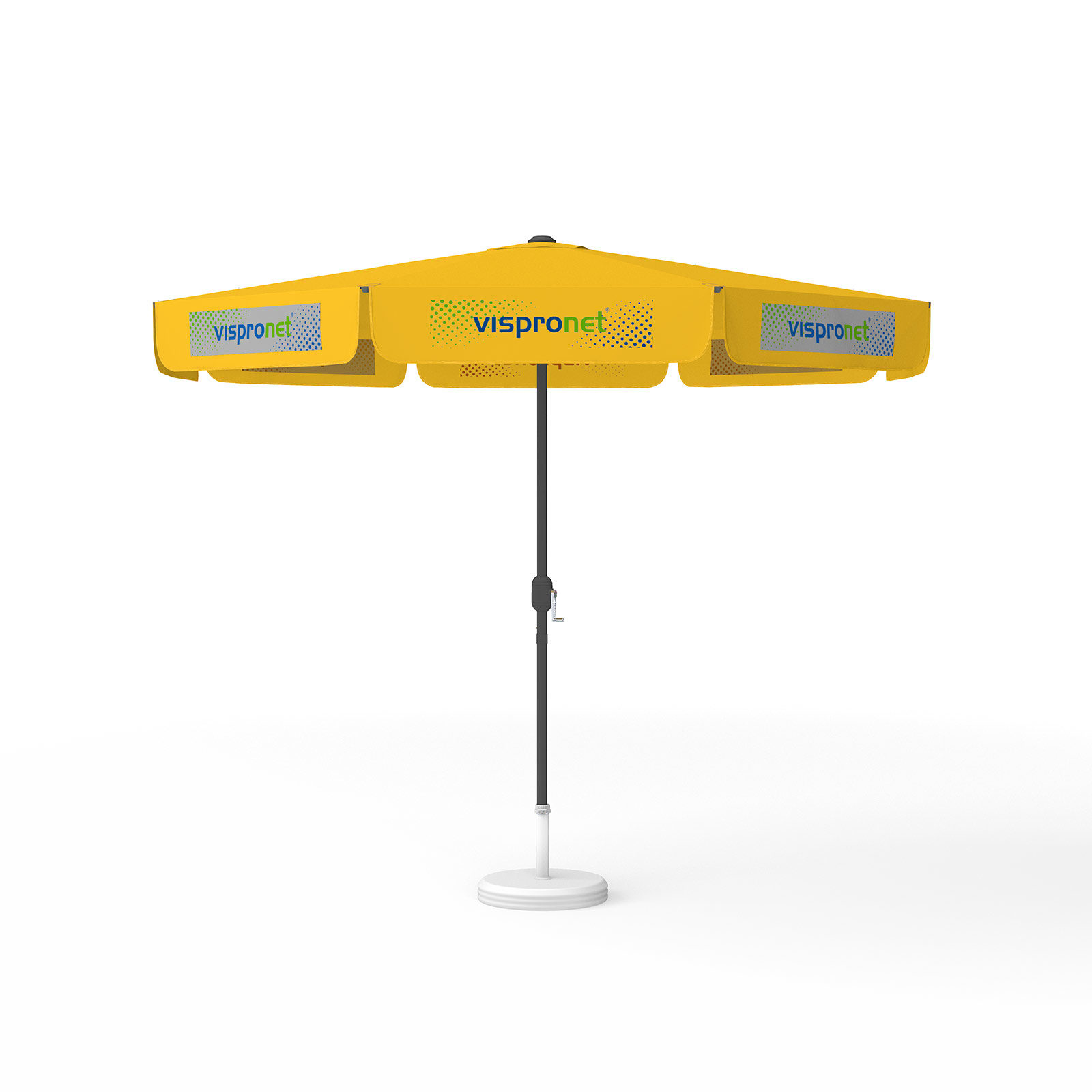 Parasol with logo print, ø 300 cm, 8 valances printed alternately with 2 motifs