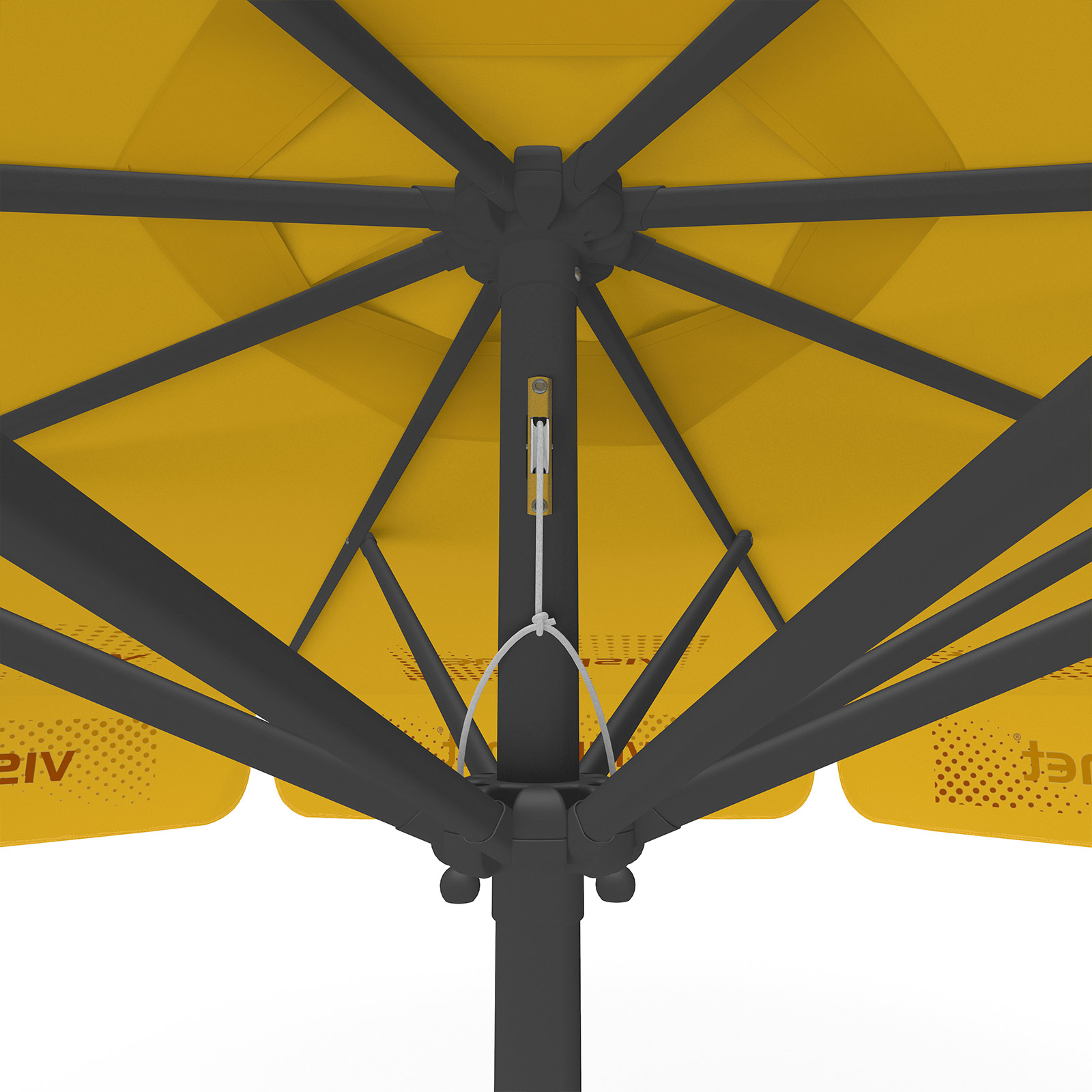 Parasol with logo print, ø 300 cm, detail of pulley system