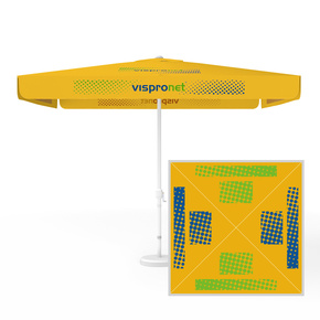 Parasol with logo print - square, with crank