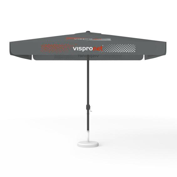 Sonnenschirm mit Logodruck, 300 x 300 cm, 4 Segmente mit 2 Motiven im Wechsel bedruckt