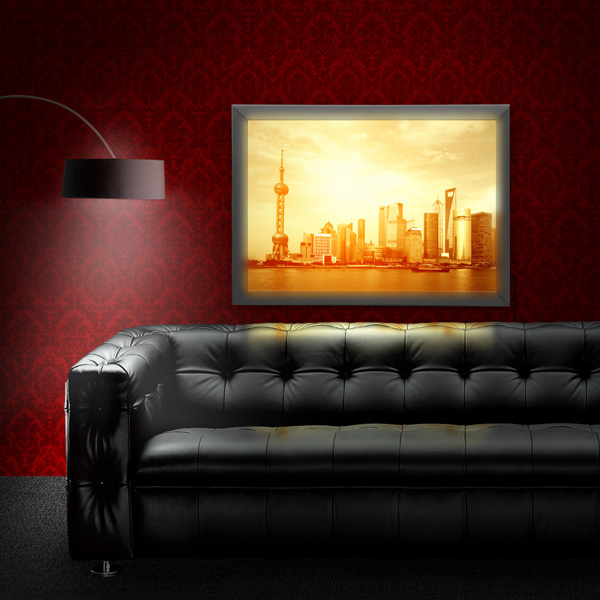 LED snap frame with backlit film in landscape format