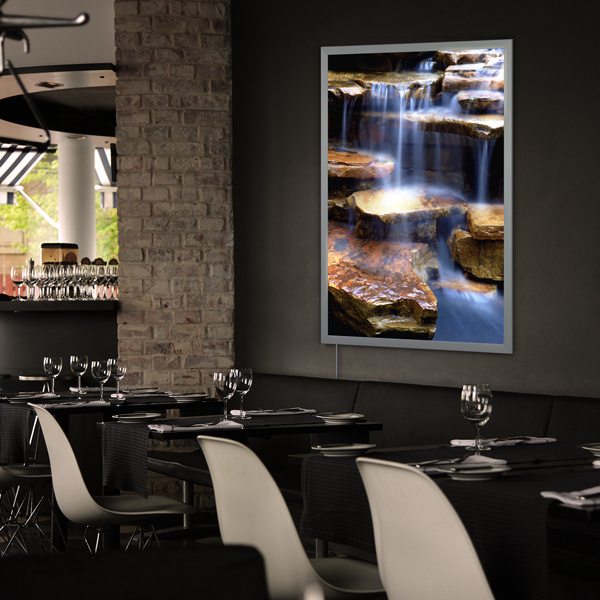 LED snap frame with printed part made of backlit film