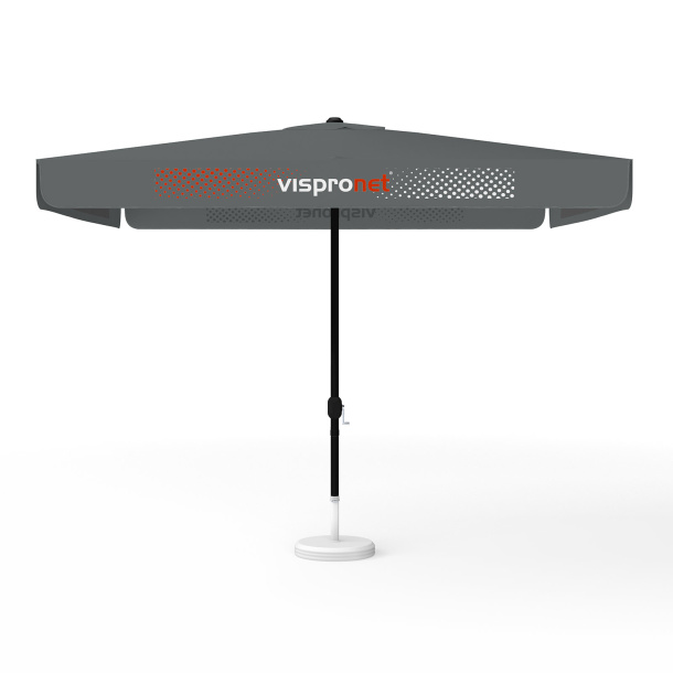 Sonnenschirm mit Logodruck, 300 x 300 cm, 4 Volants mit 2 Motiven im Wechsel bedruckt