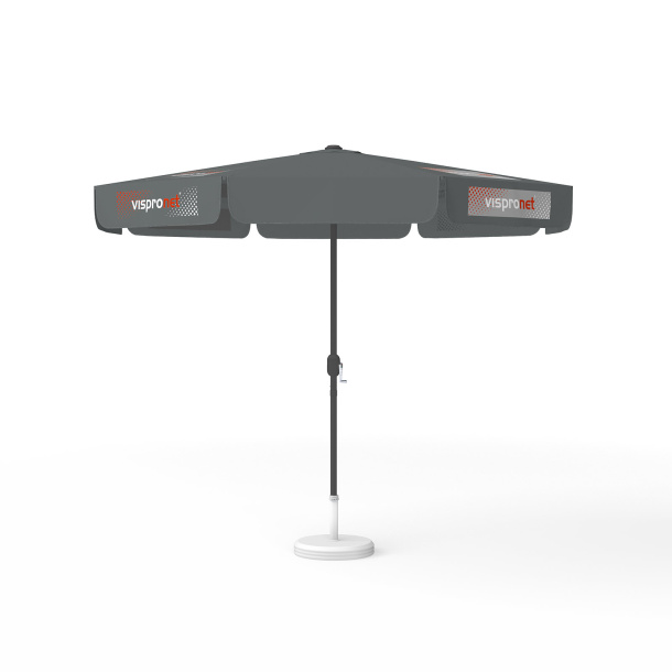 Parasol with logo print, Ø 300 cm, 4 segments printed alternately with 2 different designs