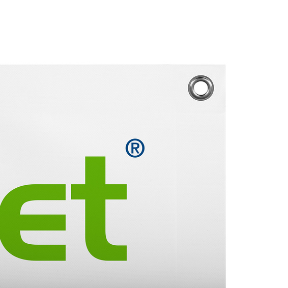 Design: reinforced edge all around, metal eyelets ø 10 mm, spacing 50 cm