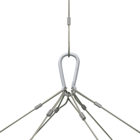 1-point suspension with high-quality stainless steel cables