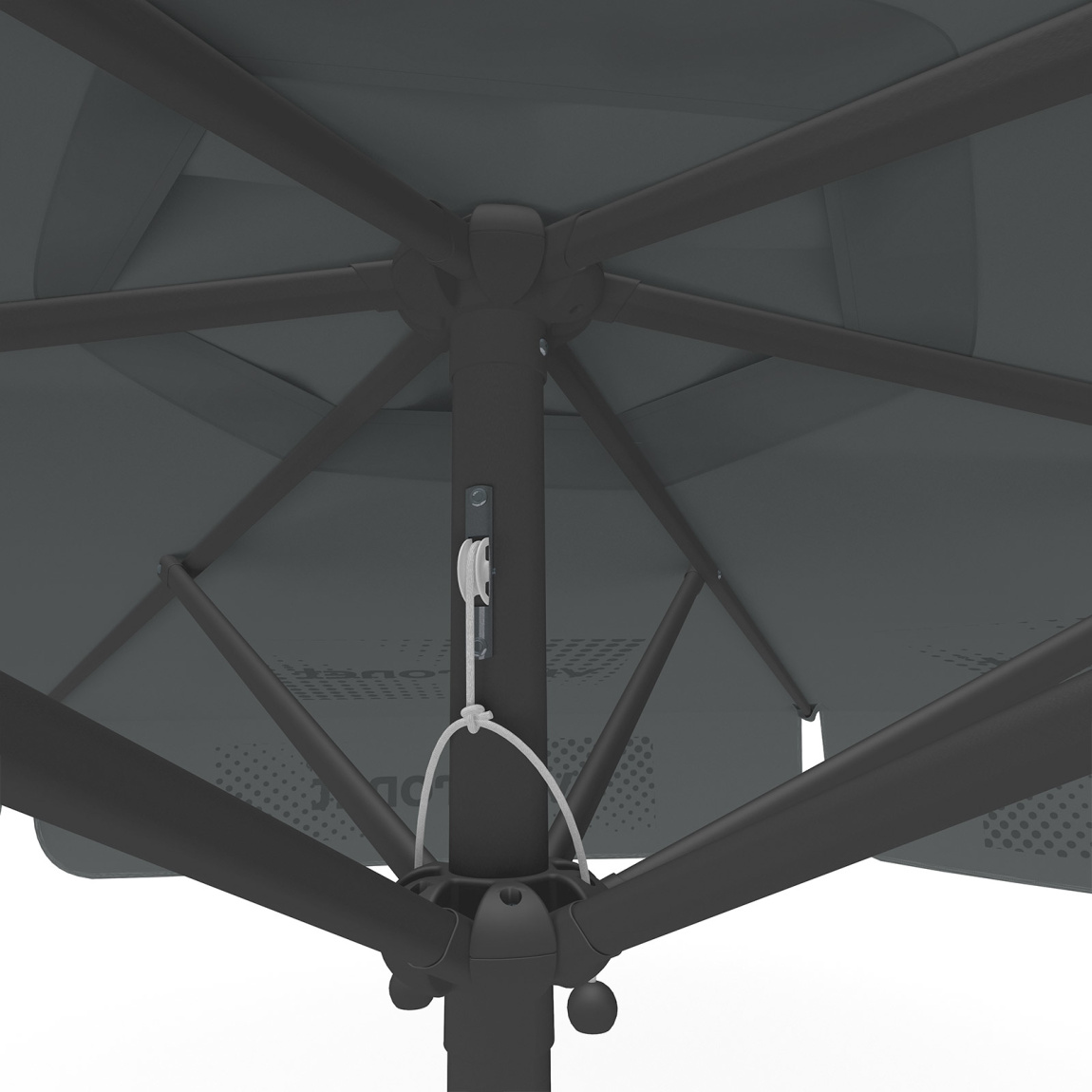 Sonnenschirm mit Logodruck, ø 250 cm, Detail Seilzug