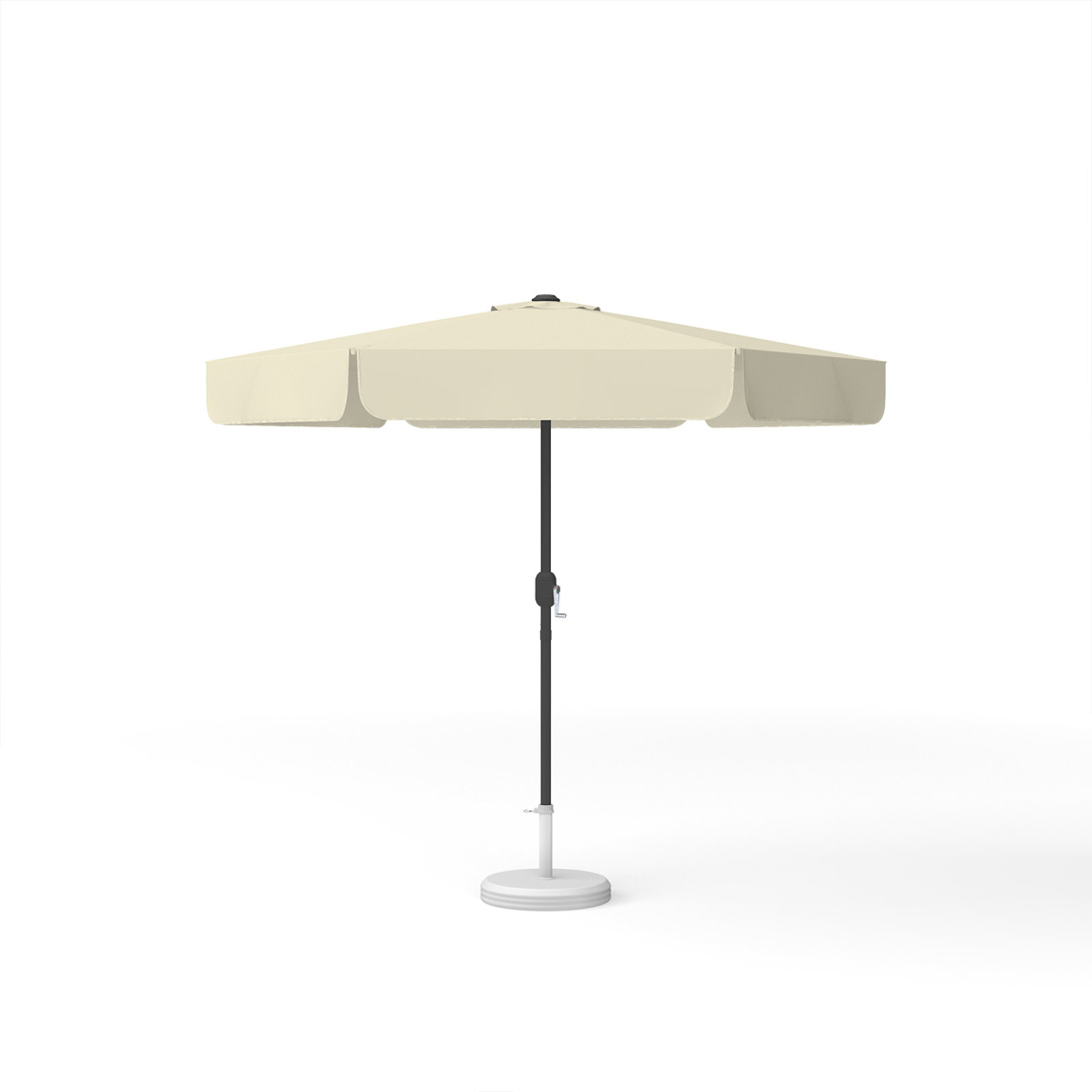 Round parasol, ø 250 cm, beige – with crank, plain colour