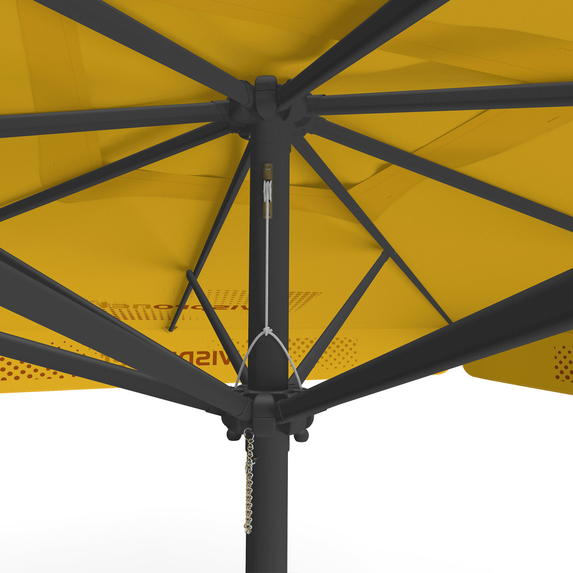 Sonnenschirm mit Logodruck, 300 x 300 cm, Detail Seilzug