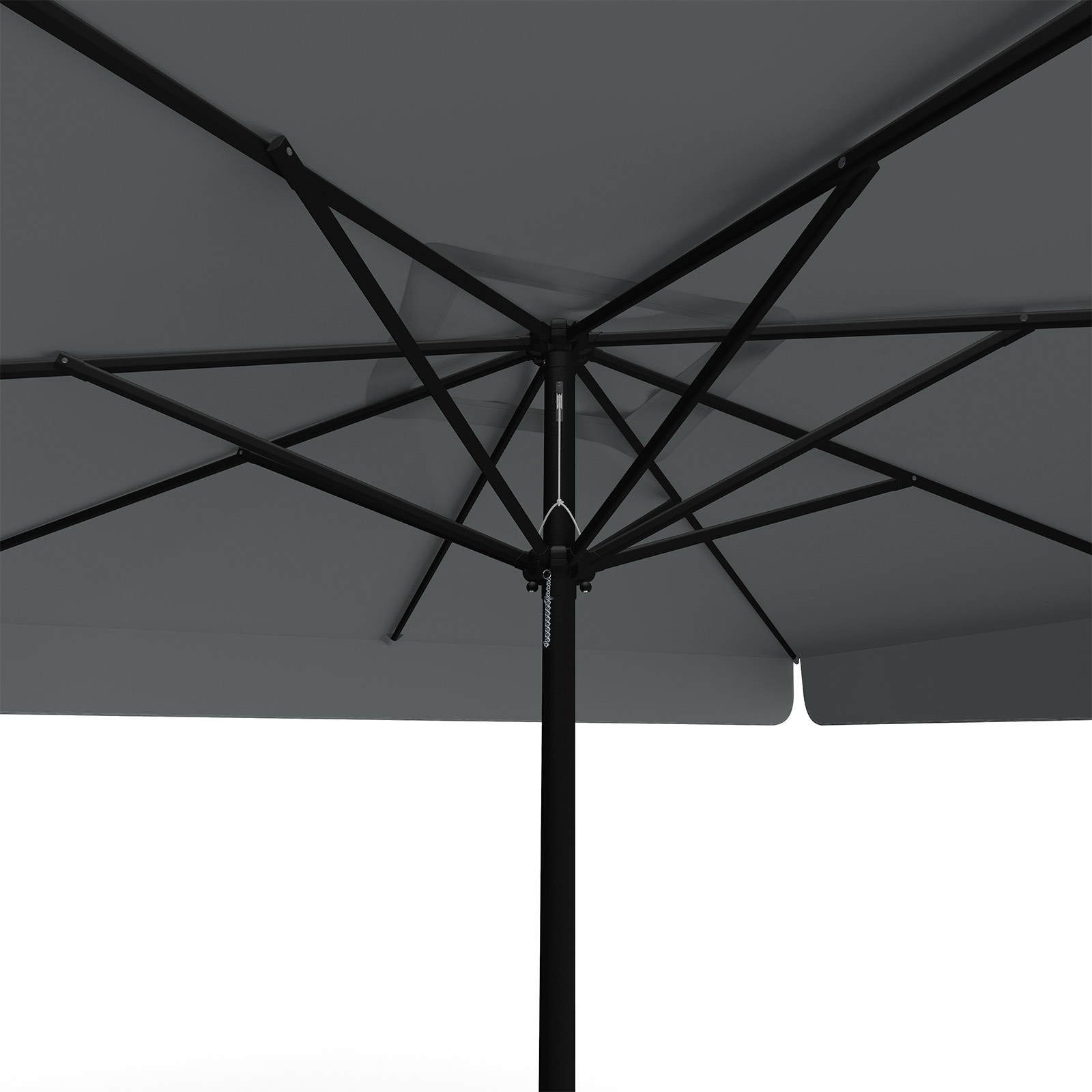 Parasol anthracite, 300 x 300 cm, view from below
