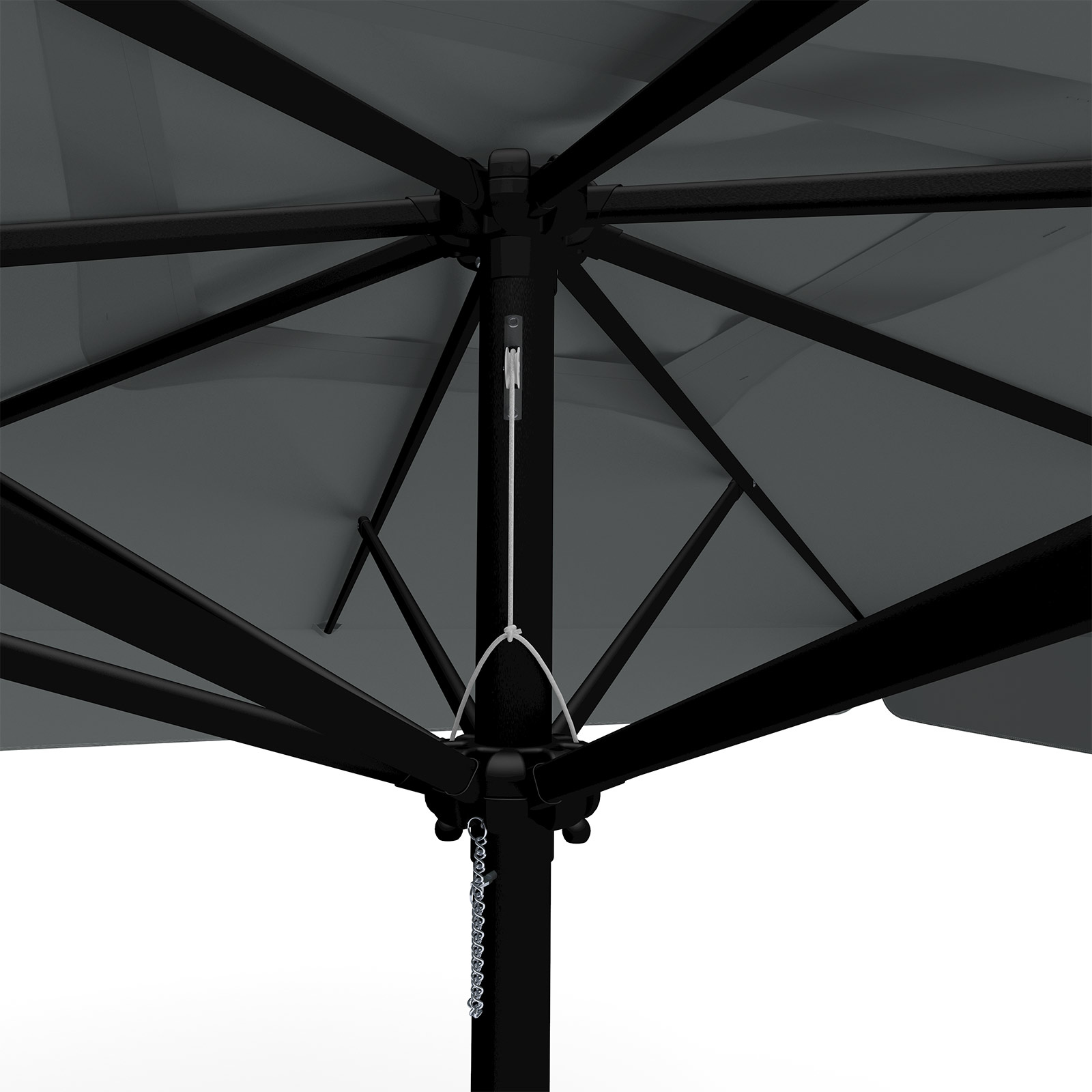 Parasol anthracite, 300 x 300 cm, detail of pulley system