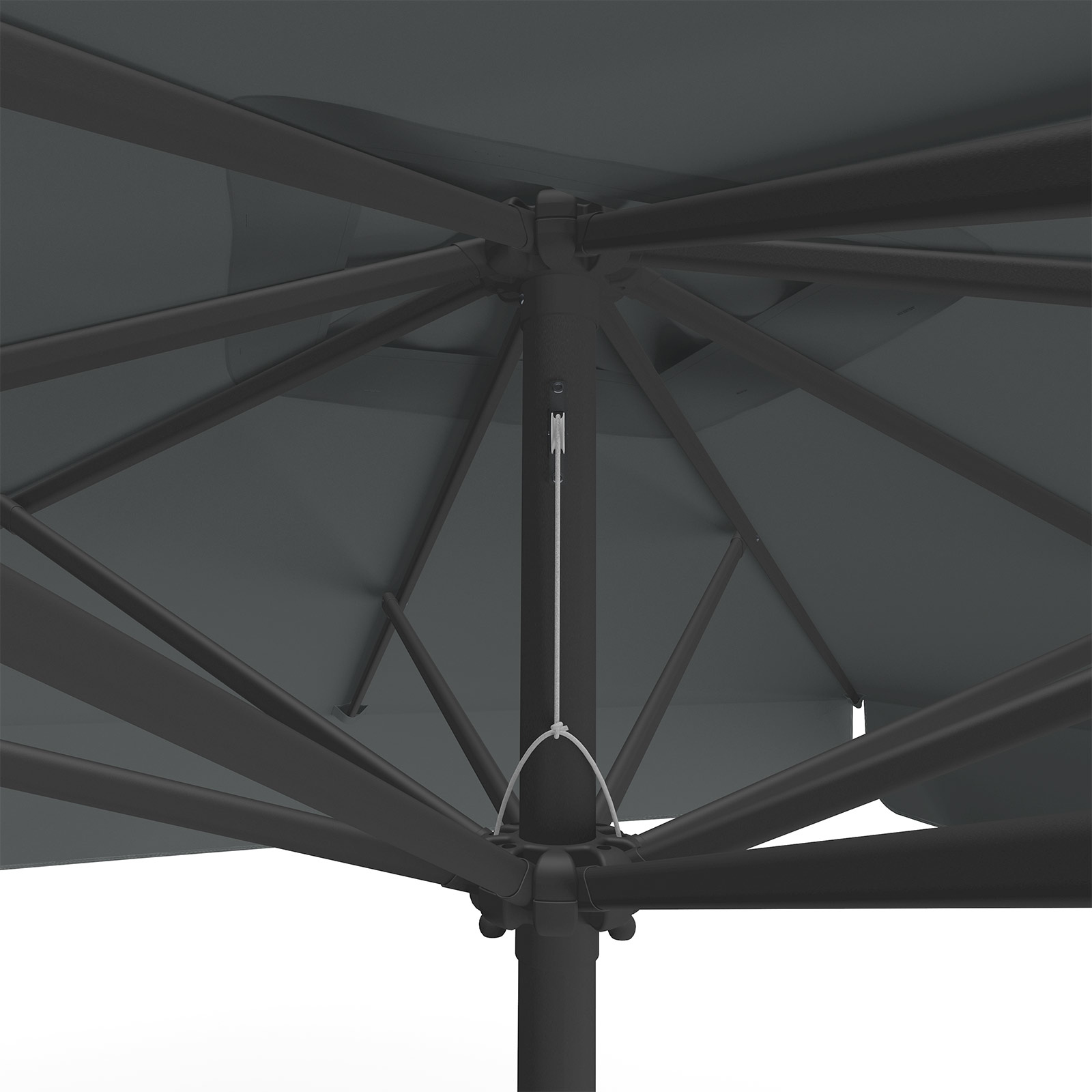 Parasol anthracite, 250 x 250 cm, detail of pulley system