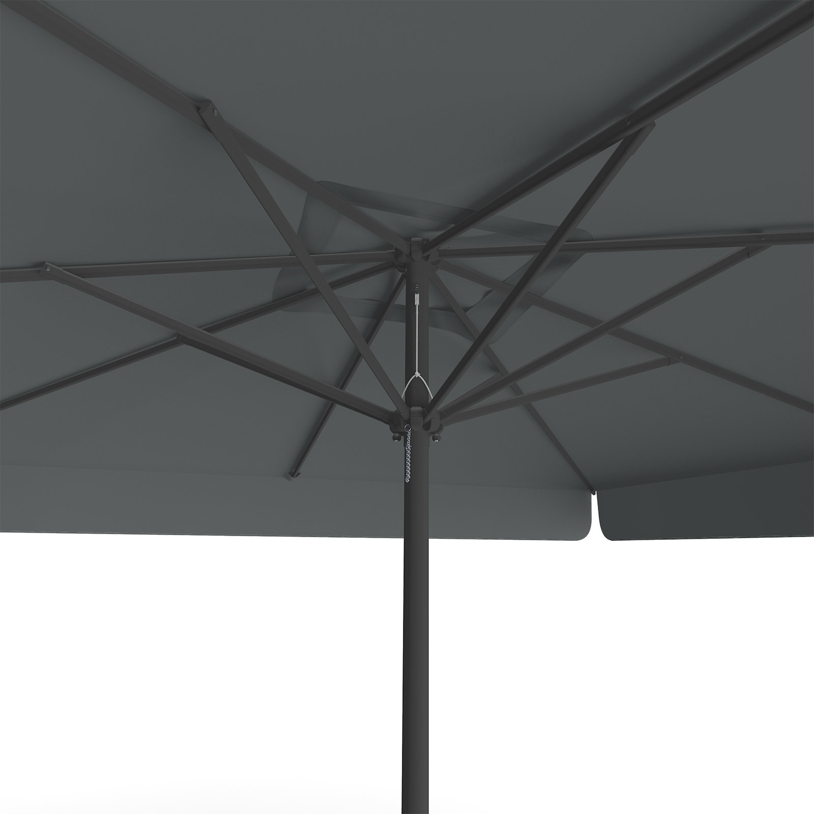 Parasol anthracite, 300 x 300 cm, view from below