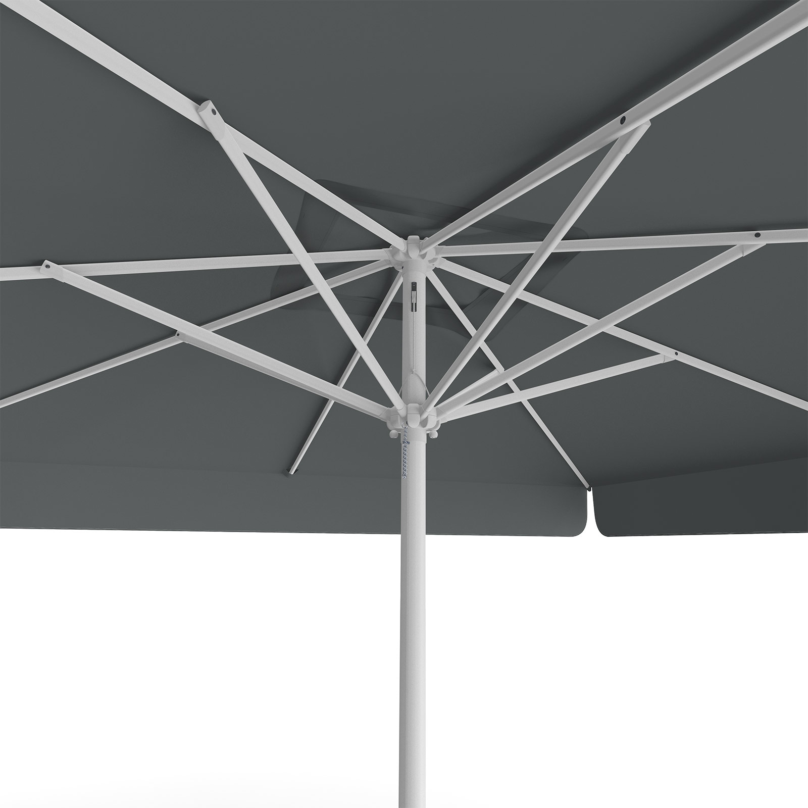 Parasol anthracite, 300 x 300 cm, view from below