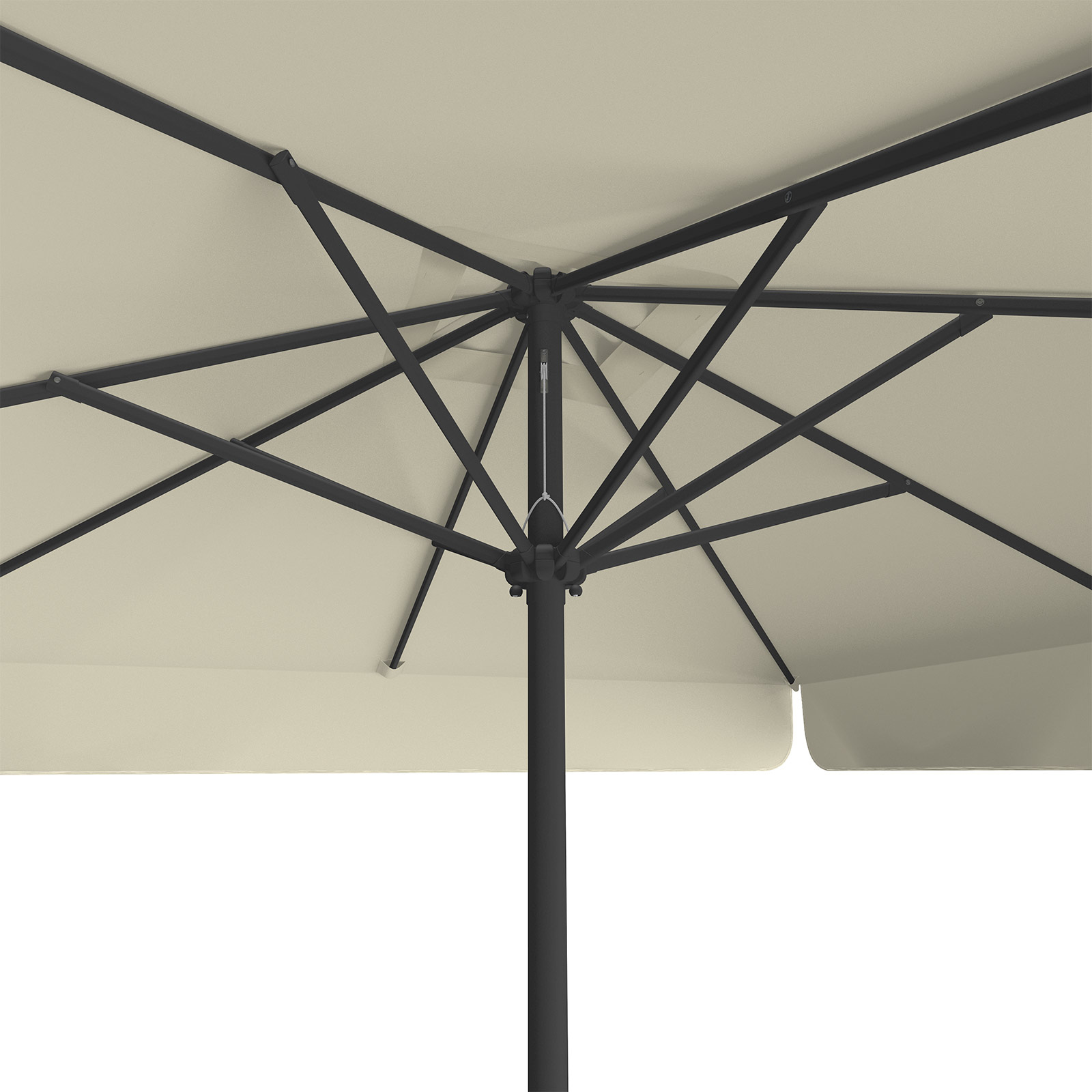 Parasol beige, 250 x 250 cm, view from below