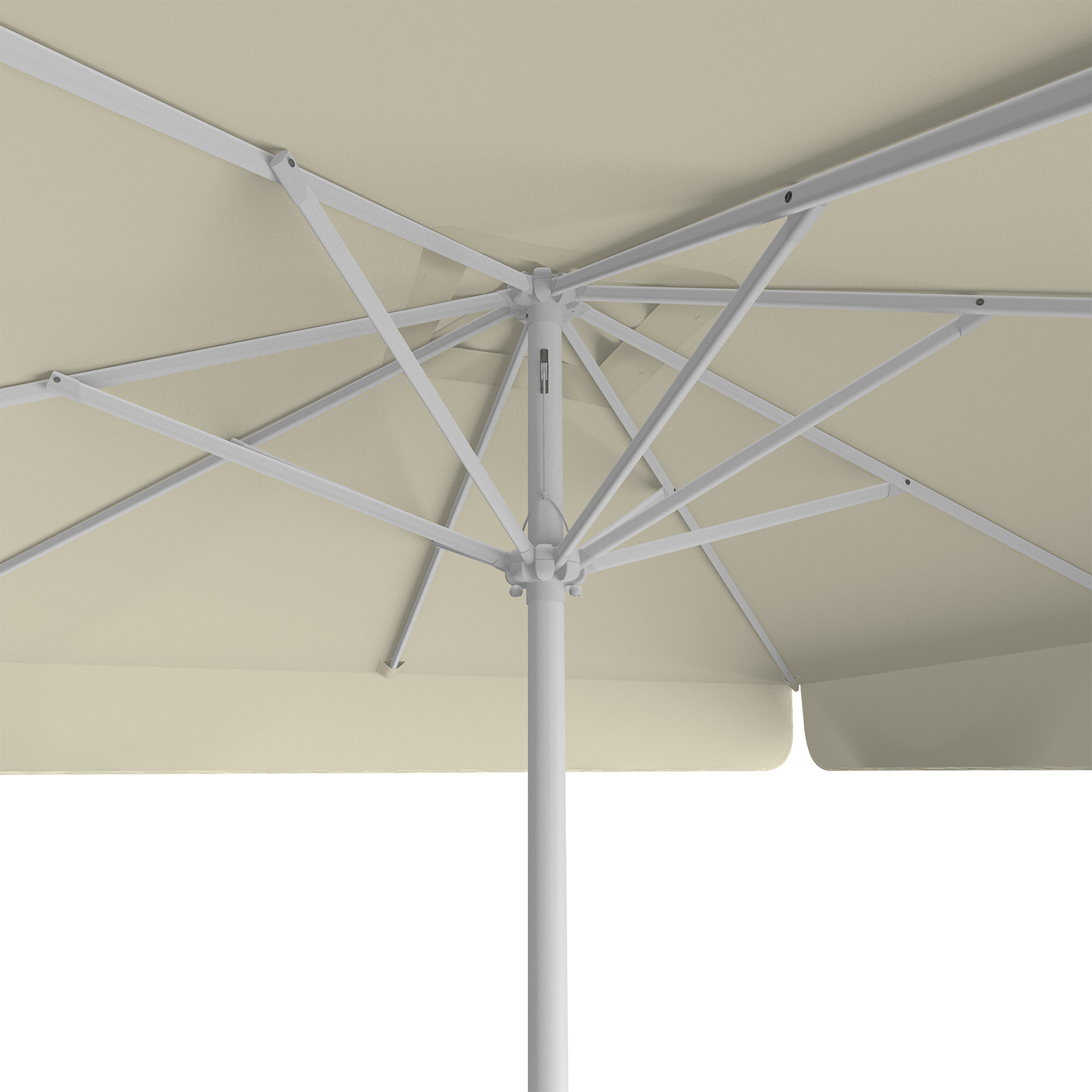 Parasol beige, 250 x 250 cm, view from below