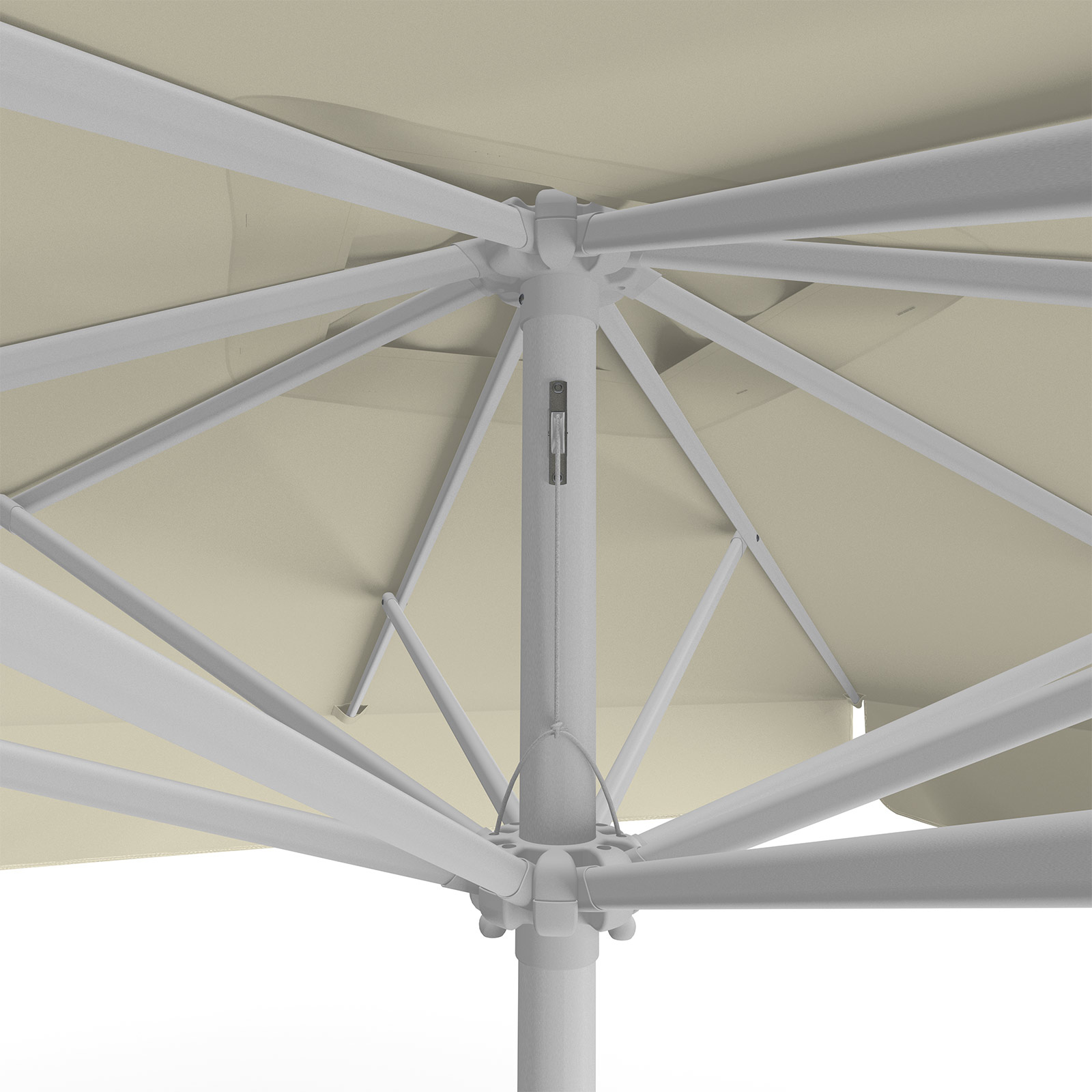 Parasol beige, 250 x 250 cm, detail of pulley system