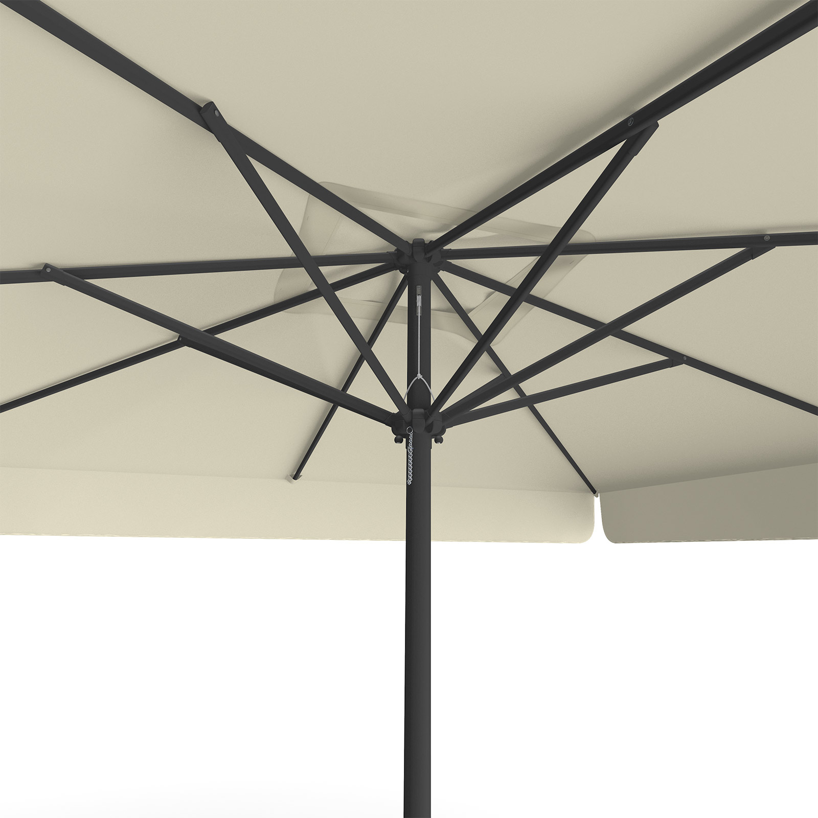 Parasol beige, 300 x 300 cm, view from below