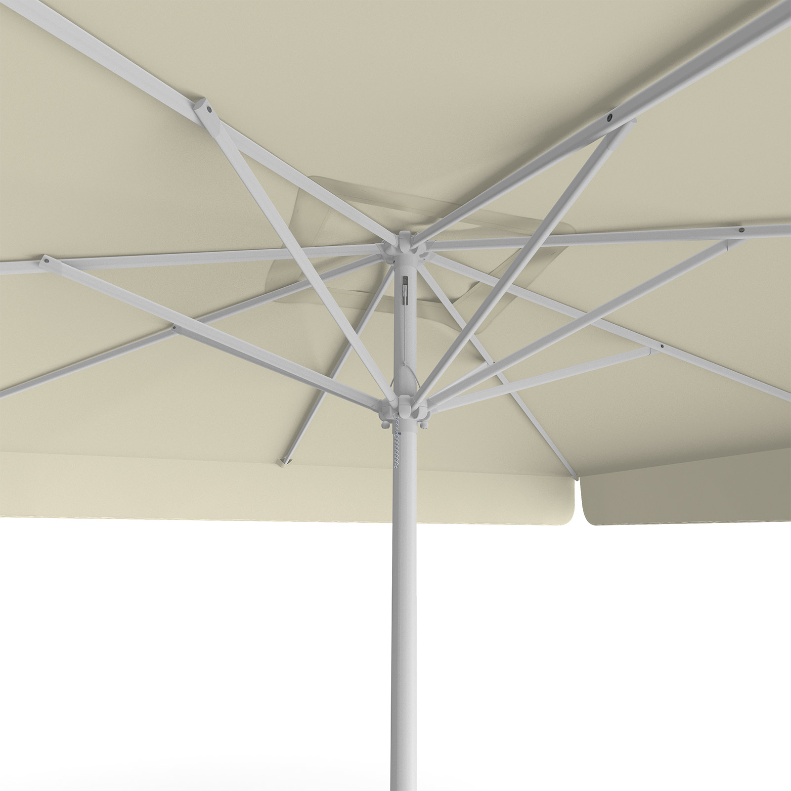 Parasol beige, 300 x 300 cm, view from below