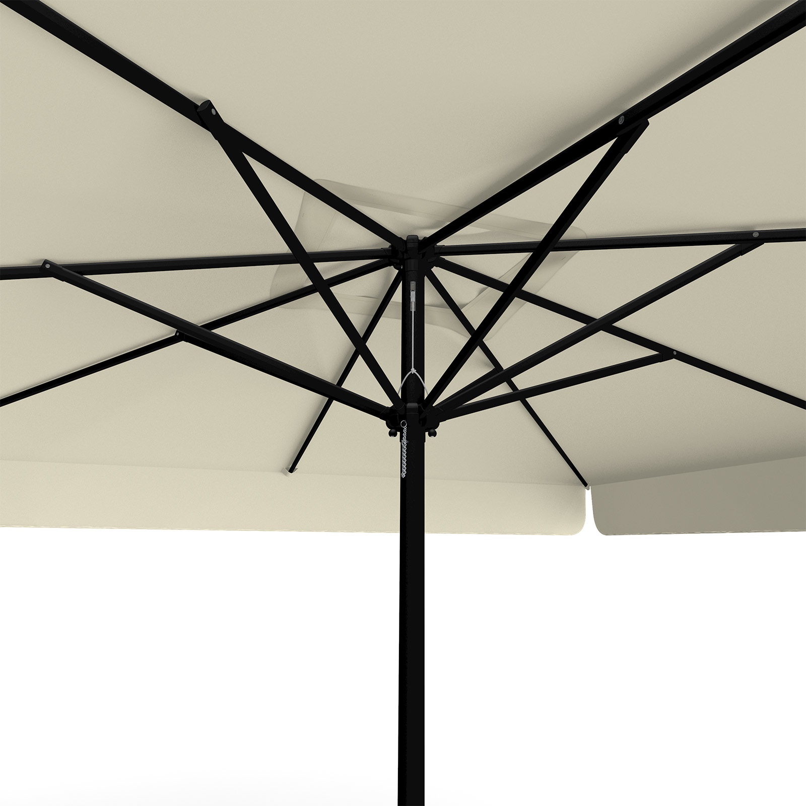 Parasol beige, 300 x 300 cm, view from below