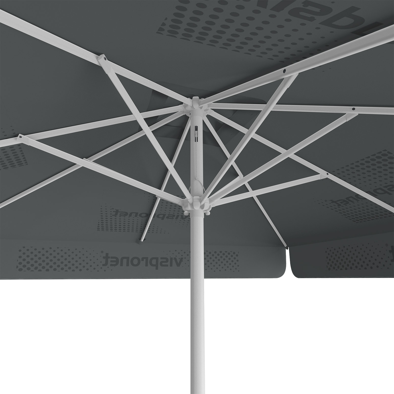 Parasol with logo print, 250 x 250 cm, view from below