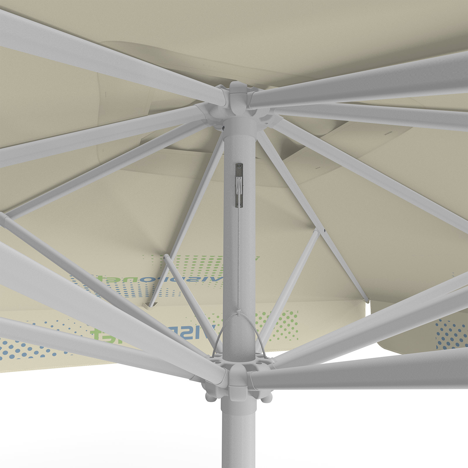Parasol with logo print, 250 x 250 cm, detail of pulley system