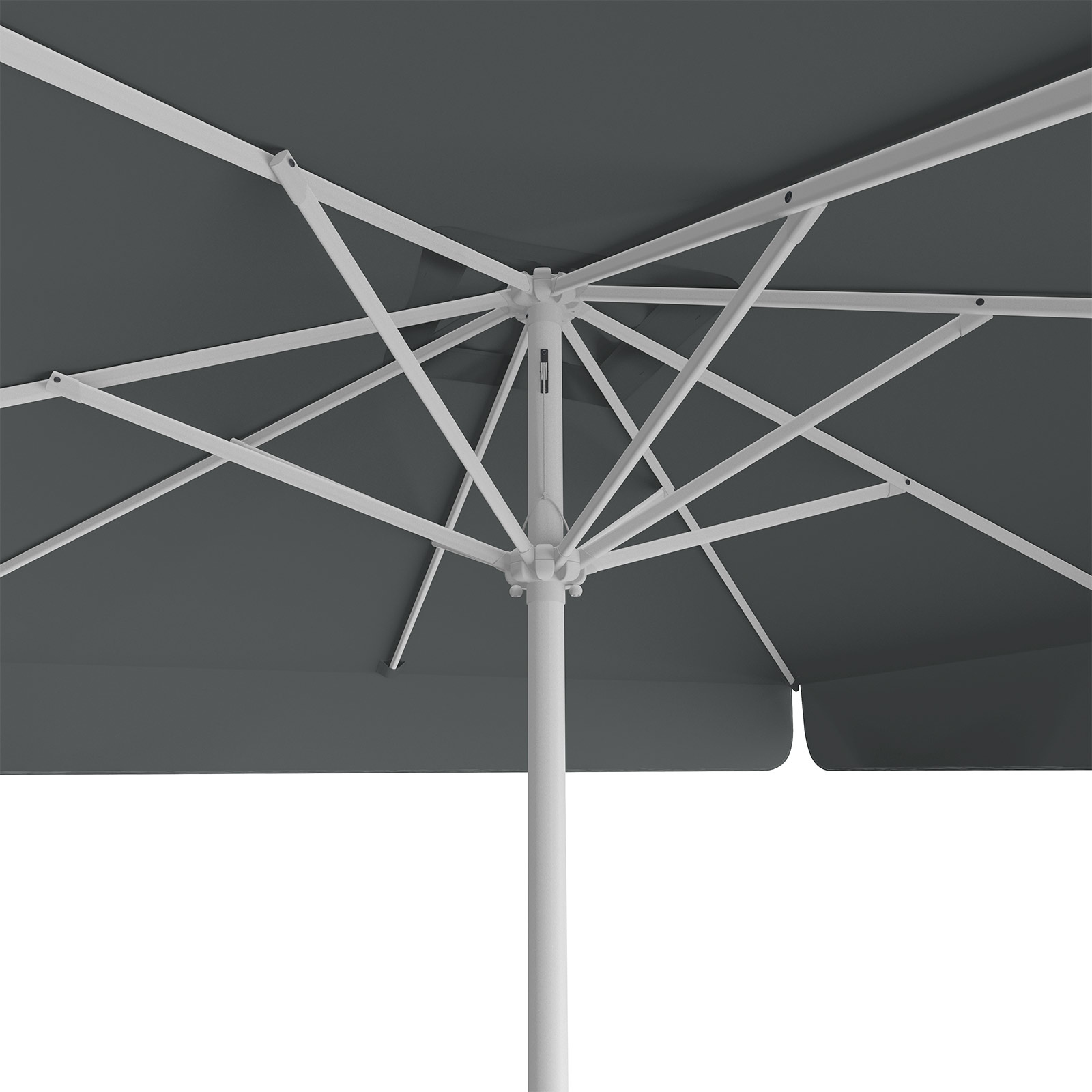 Parasol anthracite, 250 x 250 cm, view from below
