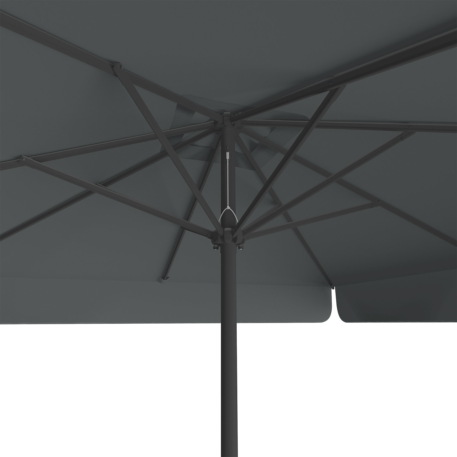 Parasol anthracite, 250 x 250 cm, view from below