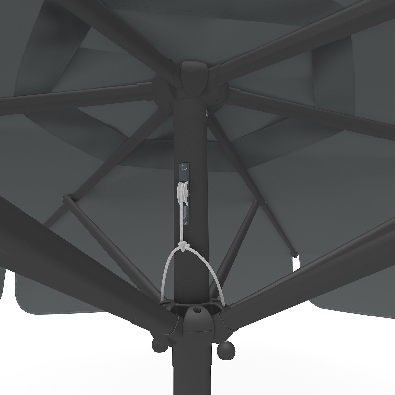 Parasol anthracite, ø 250 cm, detail of pulley system