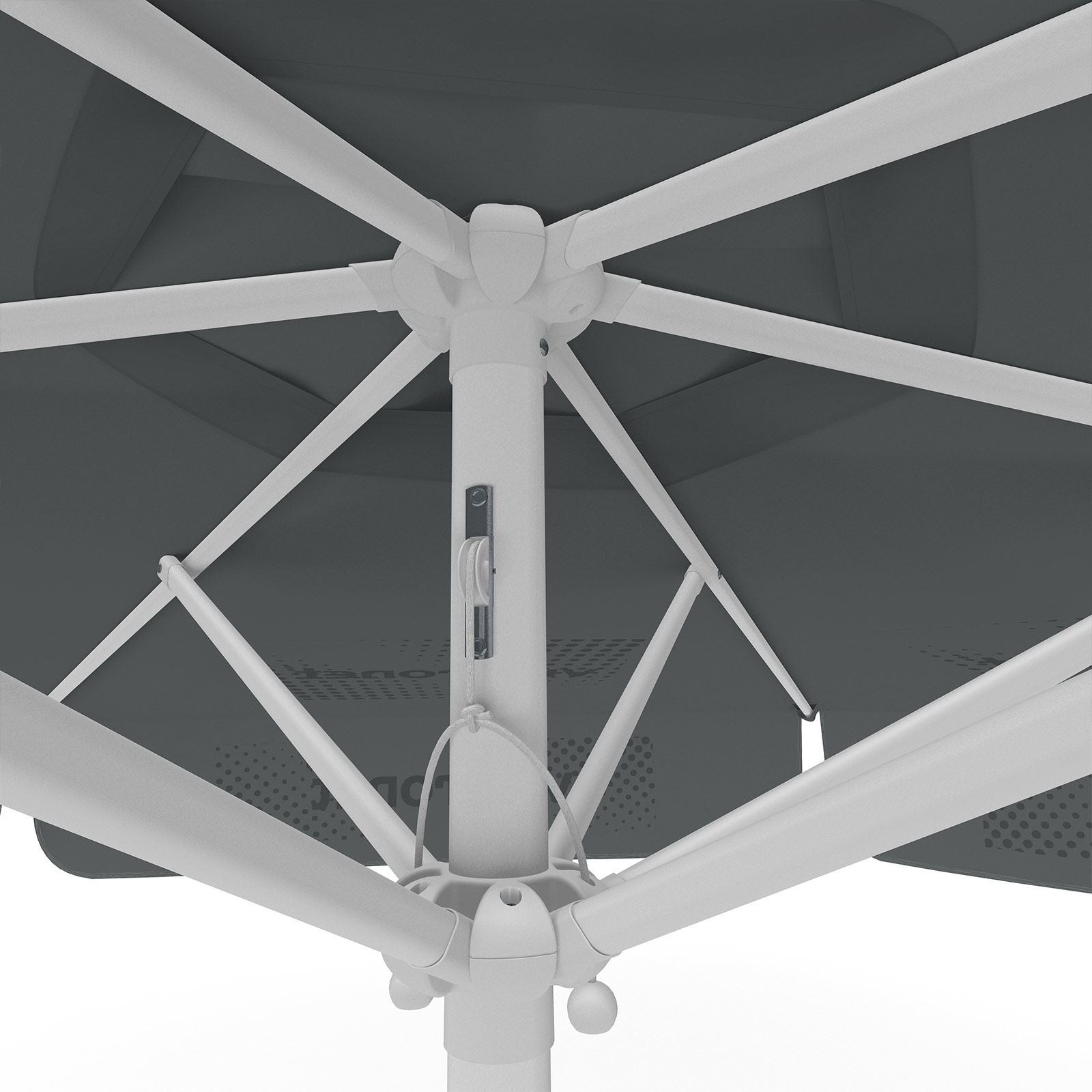 Parasol with logo print, ø 250 cm, detail of pulley system