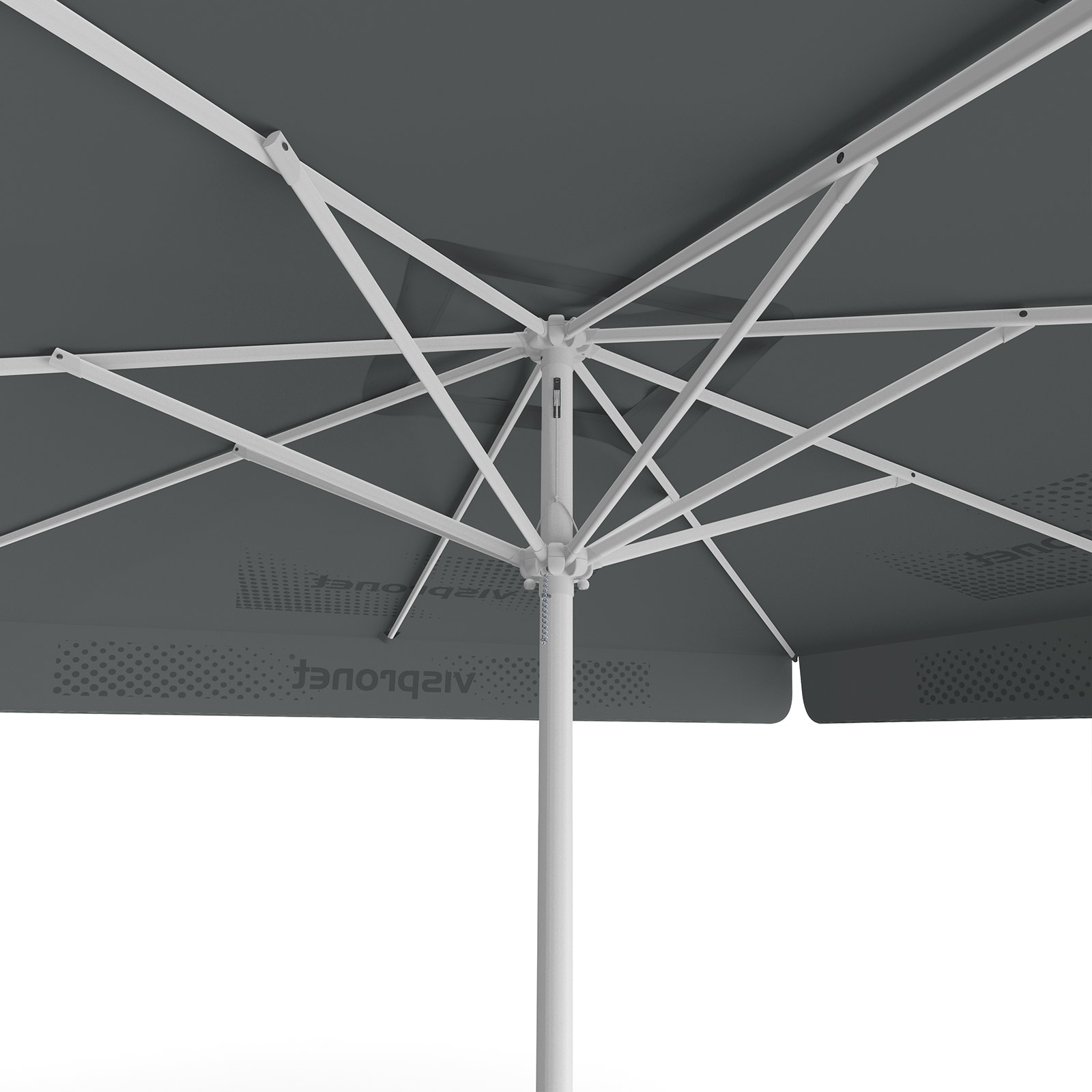 Parasol with logo print, 300 x 300 cm, view from below