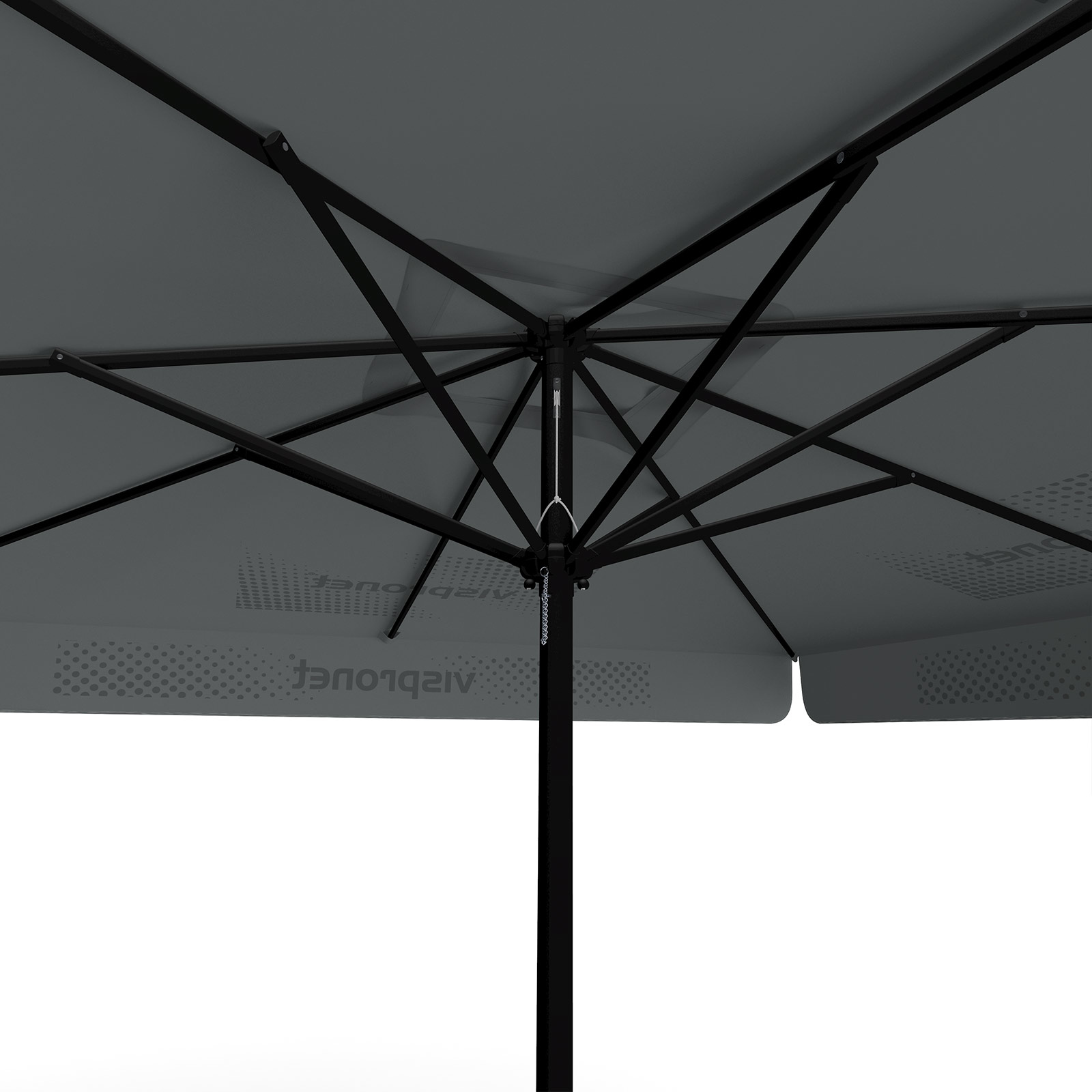 Parasol with logo print, 300 x 300 cm, view from below