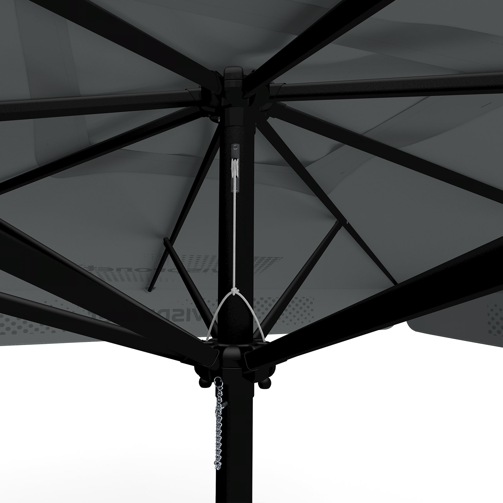 Parasol with logo print, 300 x 300 cm, detail of pulley system