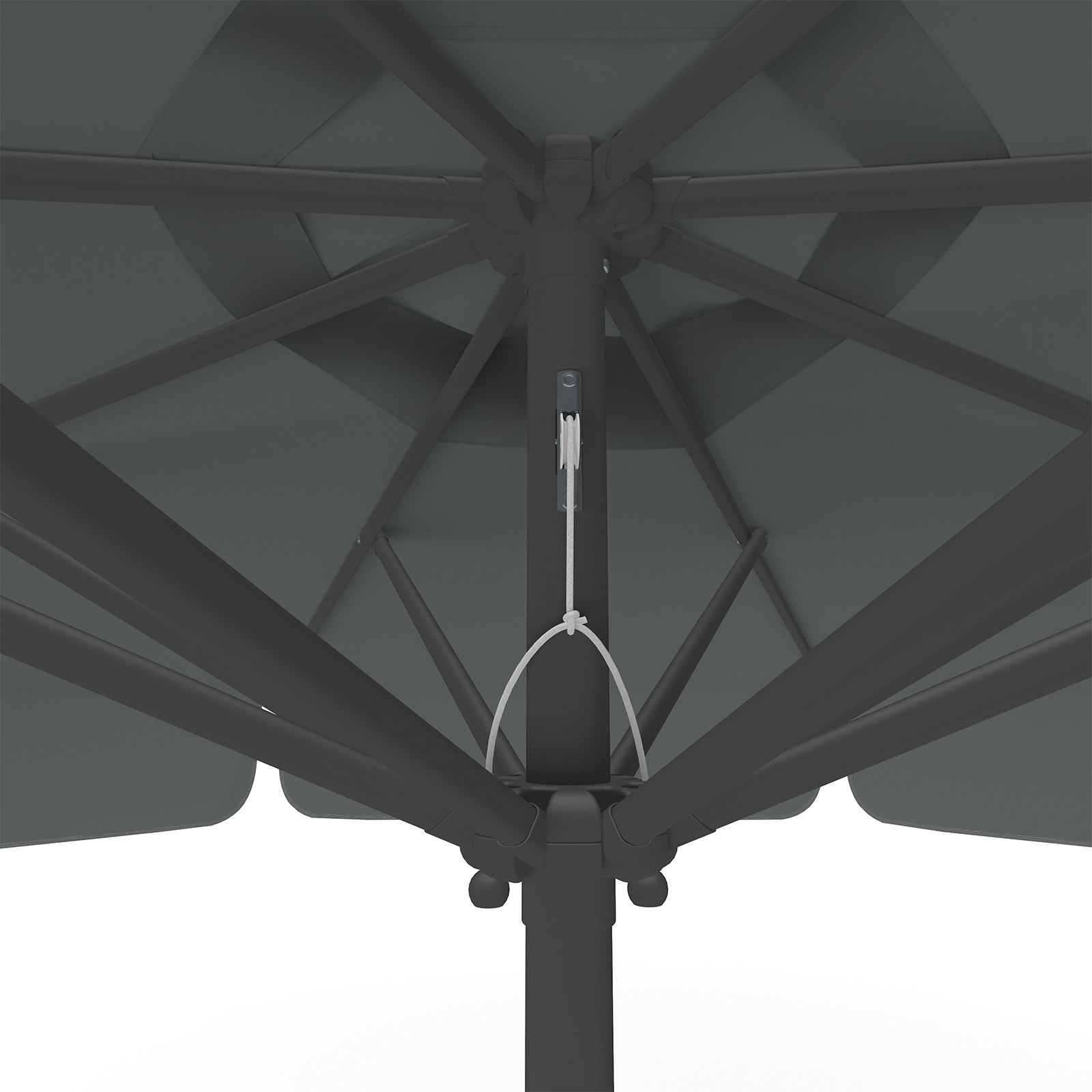 Parasol anthracite, ø 300 cm, detail of pulley system